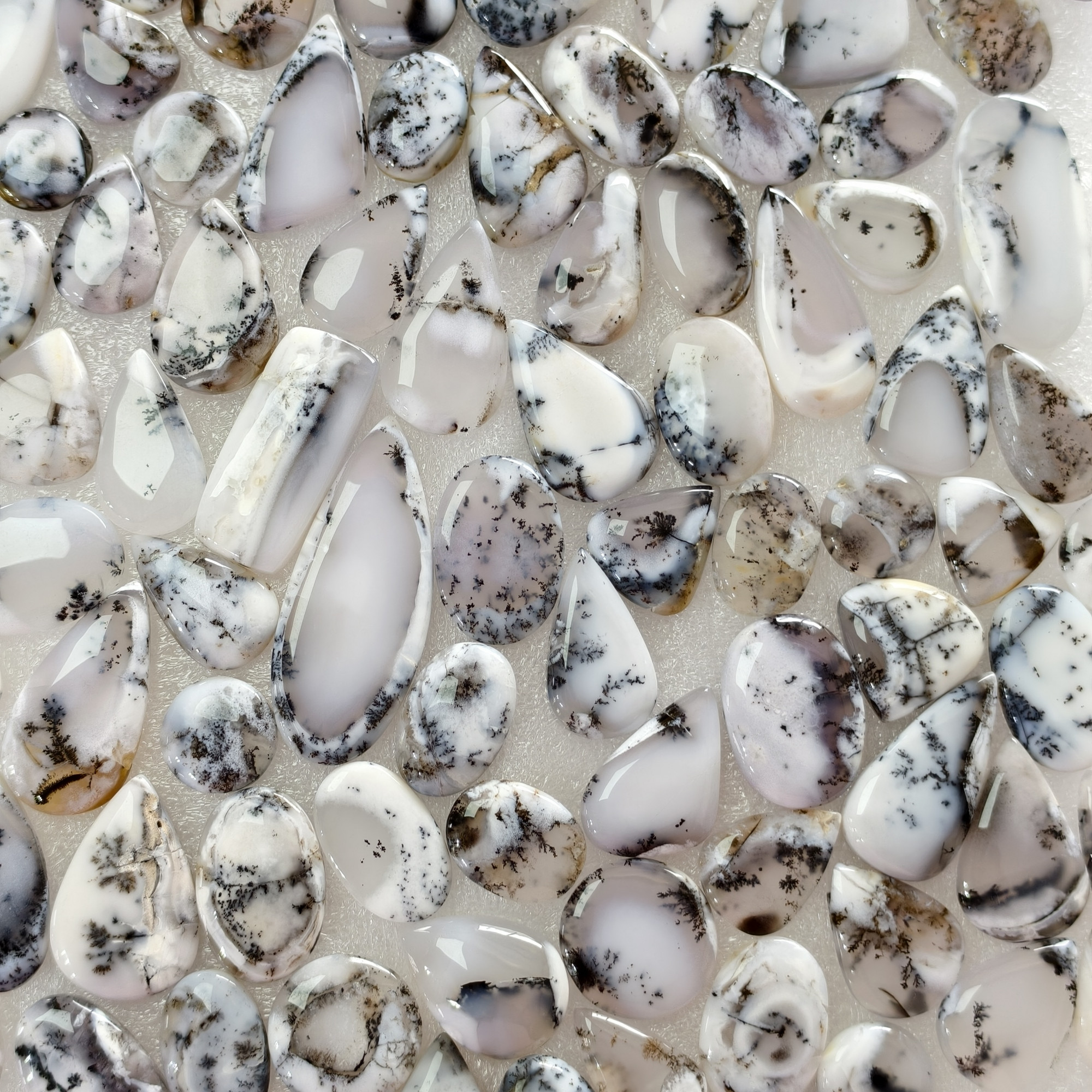 Natural Dendritic Agate Loose Cabochon Gemstones Wholesale Bulk Jewelry Making Stones 14x14x2mm  48x18x2mm 18 Cts Avg