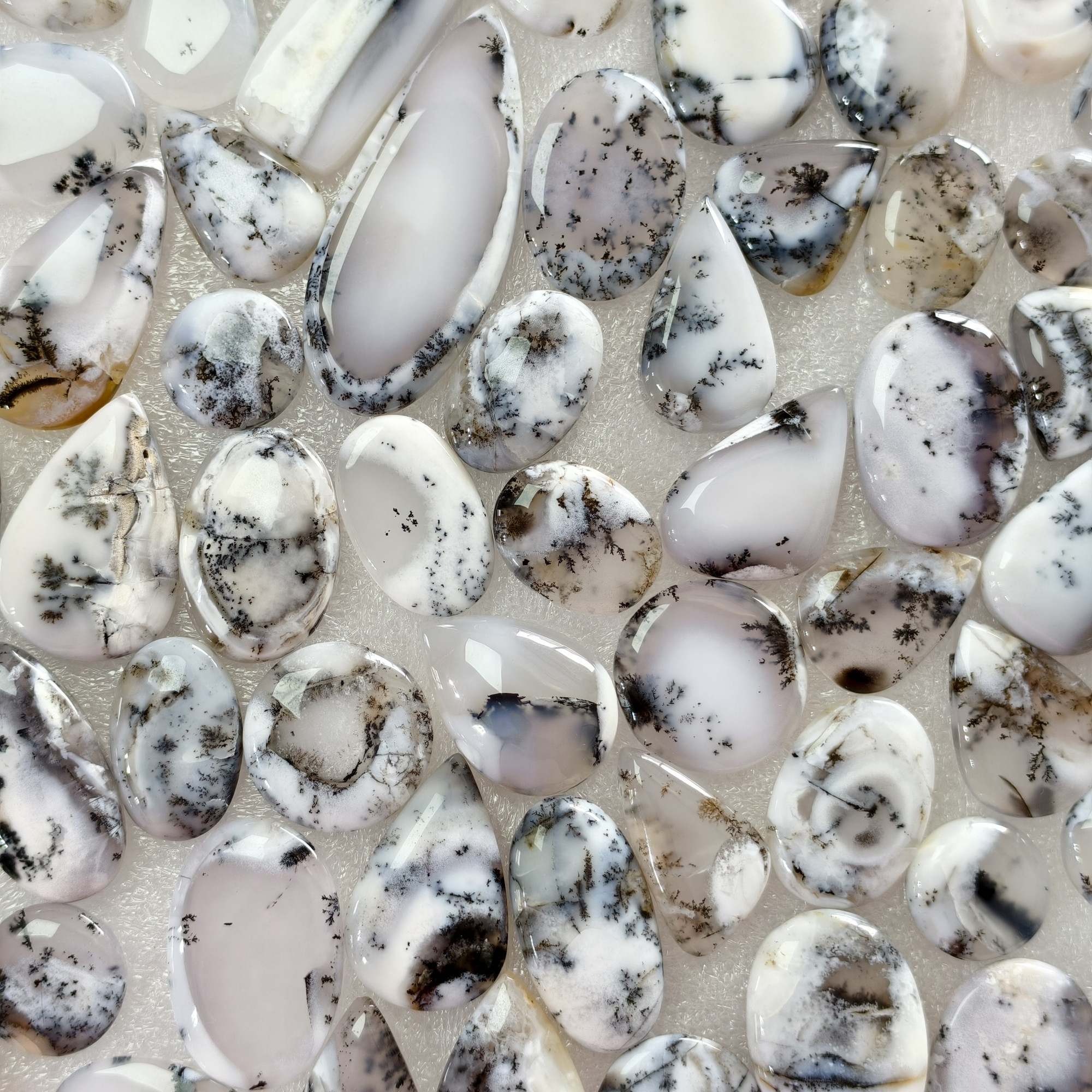 Natural Dendritic Agate Loose Cabochon Gemstones Wholesale Bulk Jewelry Making Stones 14x14x2mm  48x18x2mm 18 Cts Avg