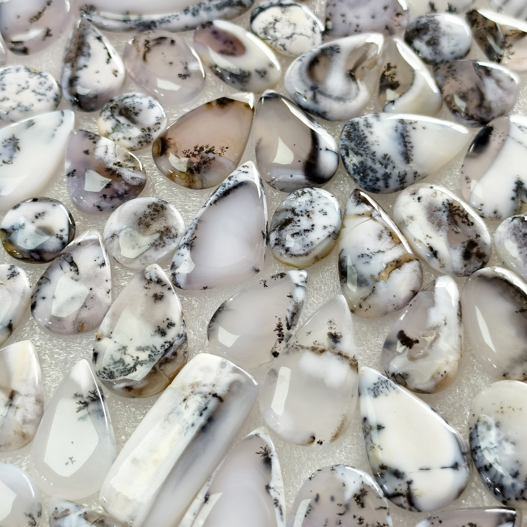 Natural Dendritic Agate Loose Cabochon Gemstones Wholesale Bulk Jewelry Making Stones 14x14x2mm 48x18x2mm 18 Cts Avg