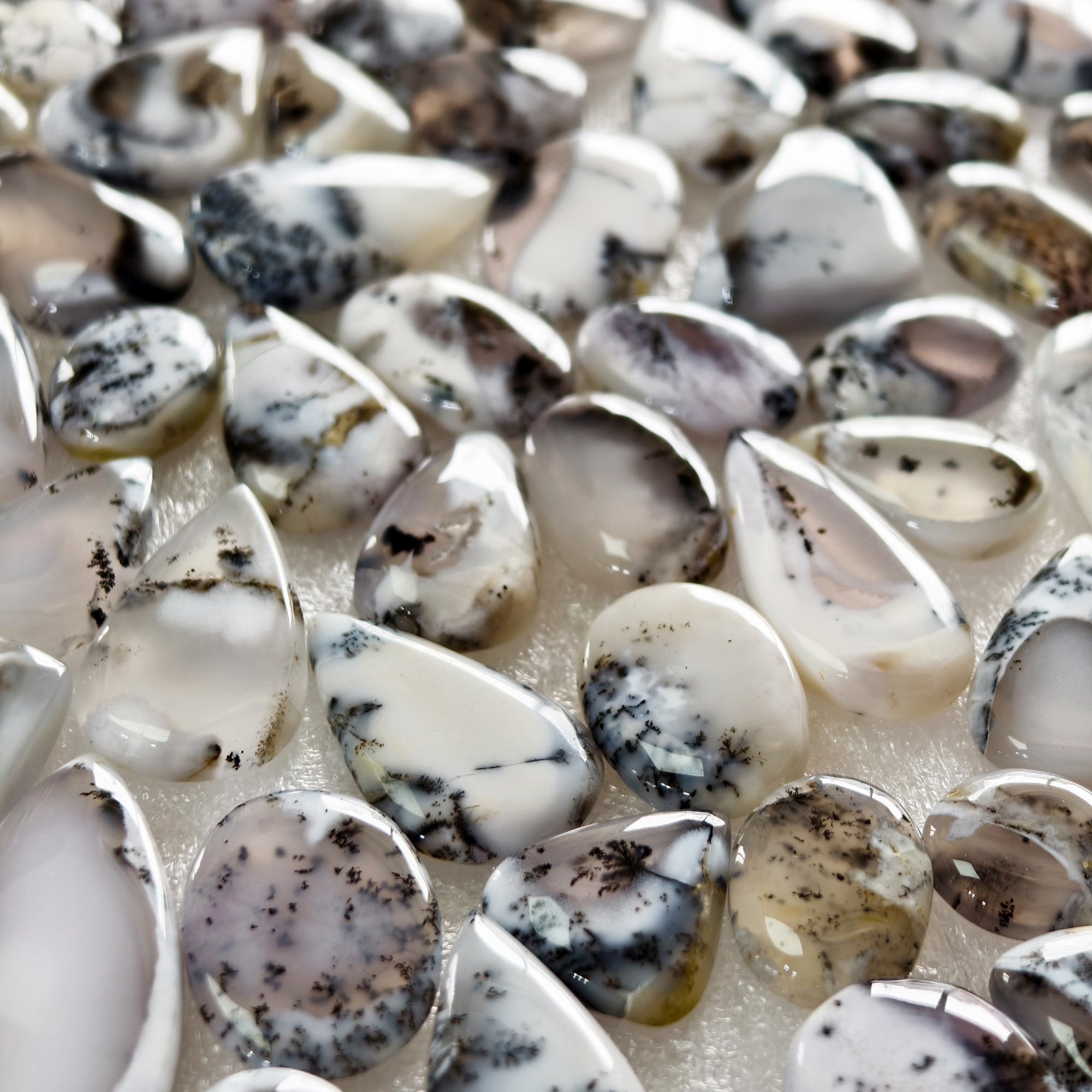 Natural Dendritic Agate Loose Cabochon Gemstones Wholesale Bulk Jewelry Making Stones 14x14x2mm 48x18x2mm 18 Cts Avg