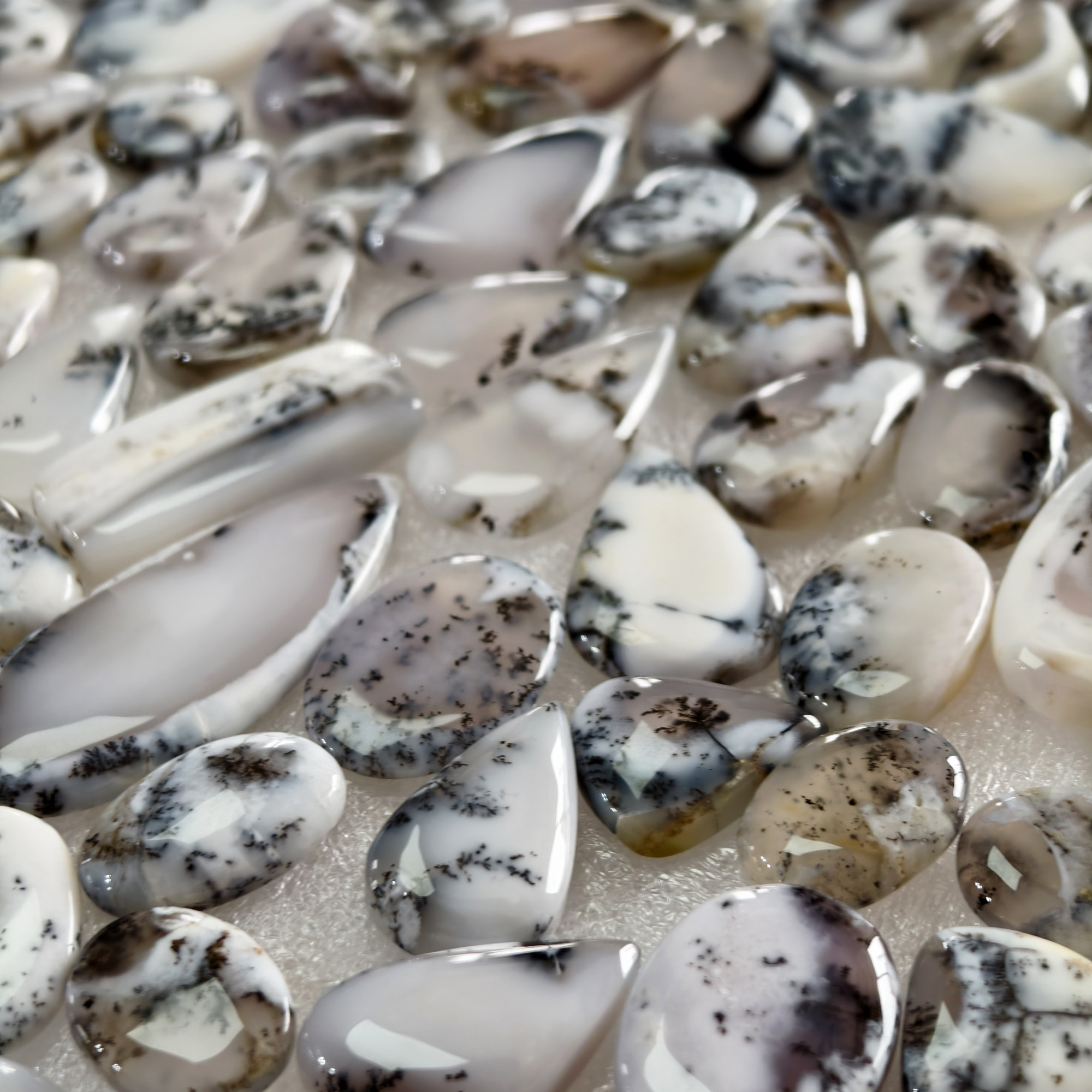 Natural Dendritic Agate Loose Cabochon Gemstones Wholesale Bulk Jewelry Making Stones 14x14x2mm  48x18x2mm 18 Cts Avg