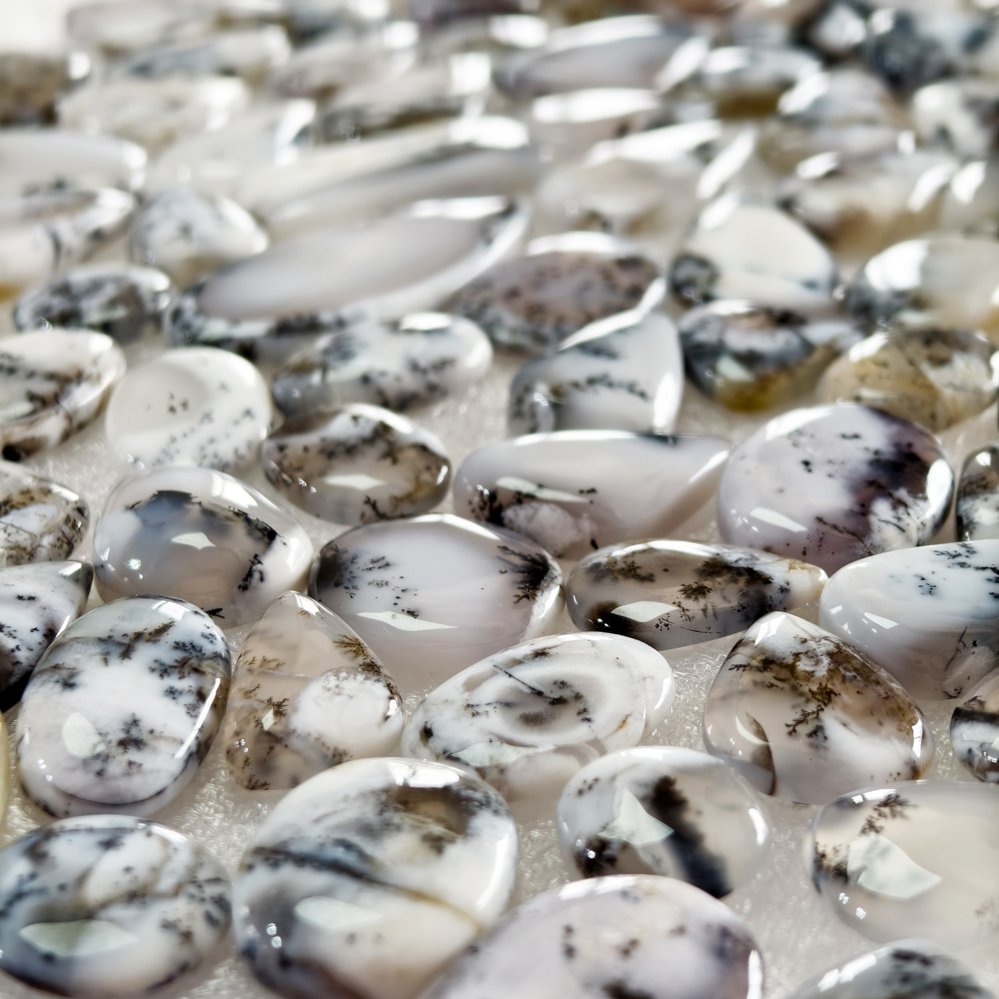 Natural Dendritic Agate Loose Cabochon Gemstones Wholesale Bulk Jewelry Making Stones 14x14x2mm  48x18x2mm 18 Cts Avg