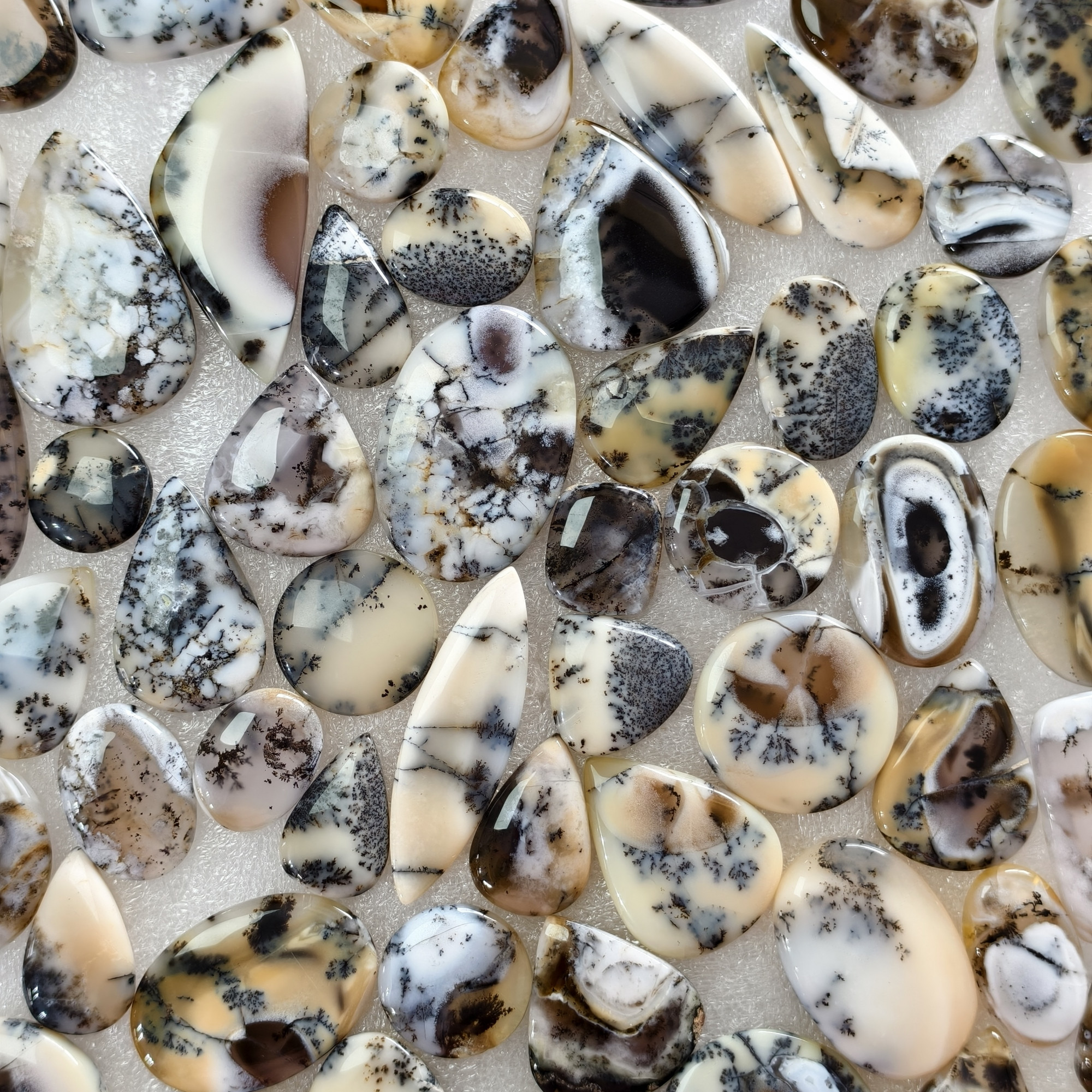 Natural Dendrite Agate Cabochon Gemstones Wholesale Bulk Loose Stones Jewelry Making 19x14x3mm  45x28x3mm 22 Cts Avg