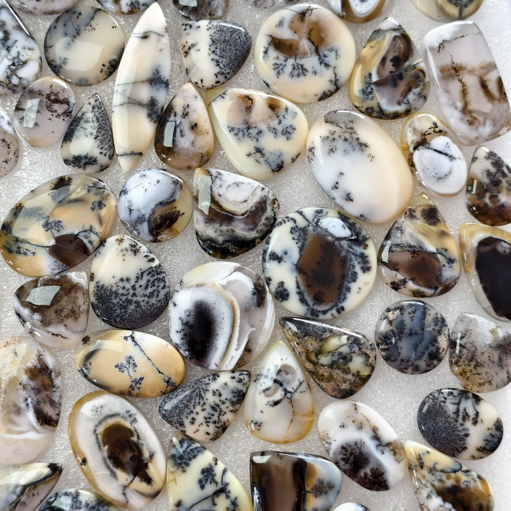 Natural Dendrite Agate Cabochon Gemstones Wholesale Bulk Loose Stones Jewelry Making 19x14x3mm  45x28x3mm 22 Cts Avg