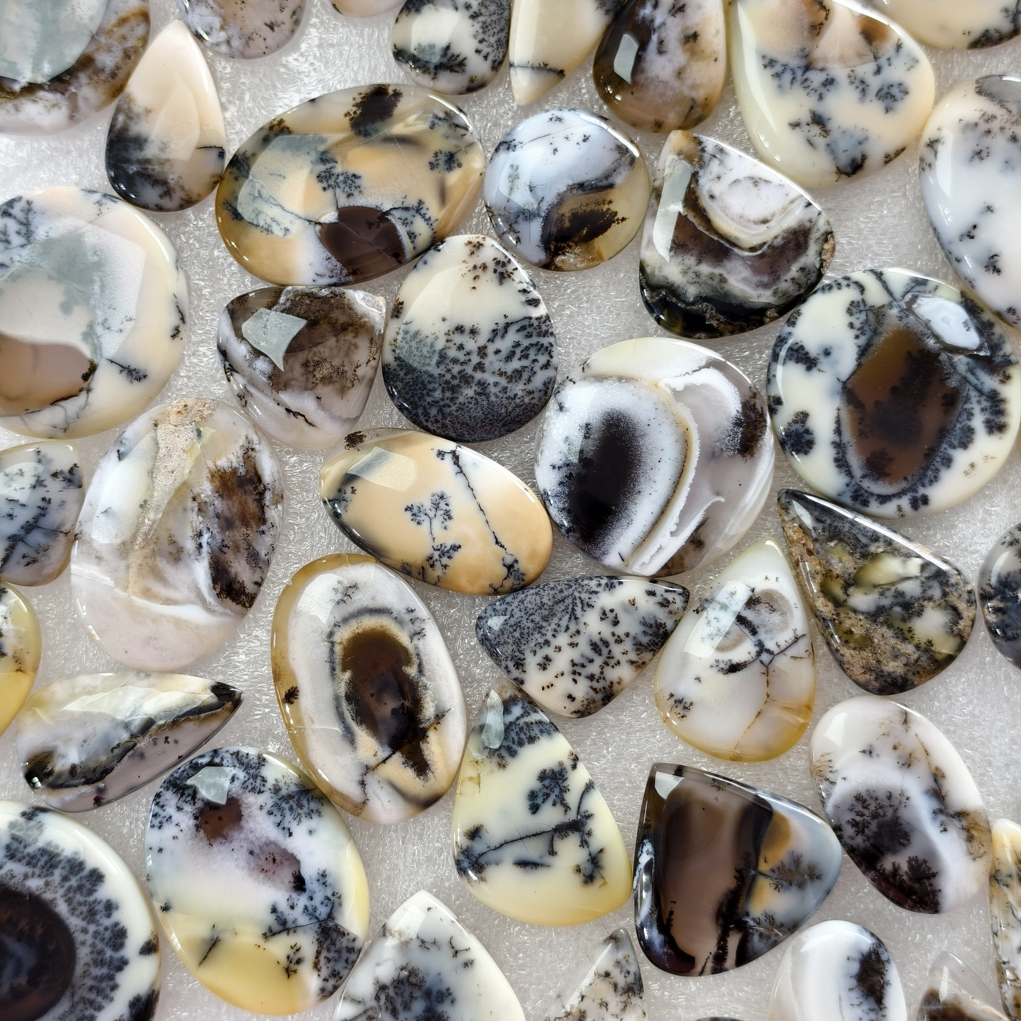 Natural Dendrite Agate Cabochon Gemstones Wholesale Bulk Loose Stones Jewelry Making 19x14x3mm  45x28x3mm 22 Cts Avg