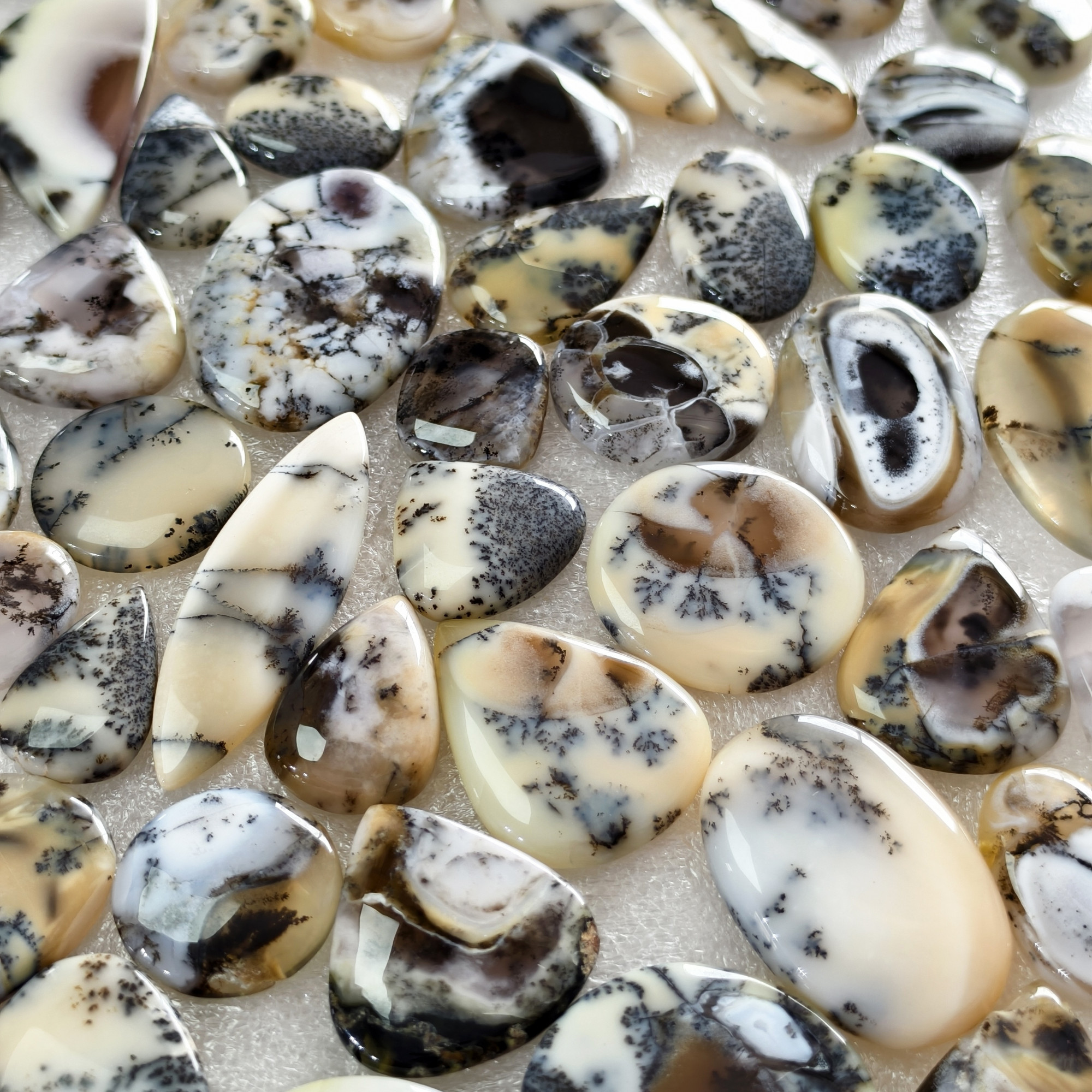Natural Dendrite Agate Cabochon Gemstones Wholesale Bulk Loose Stones Jewelry Making 19x14x3mm  45x28x3mm 22 Cts Avg
