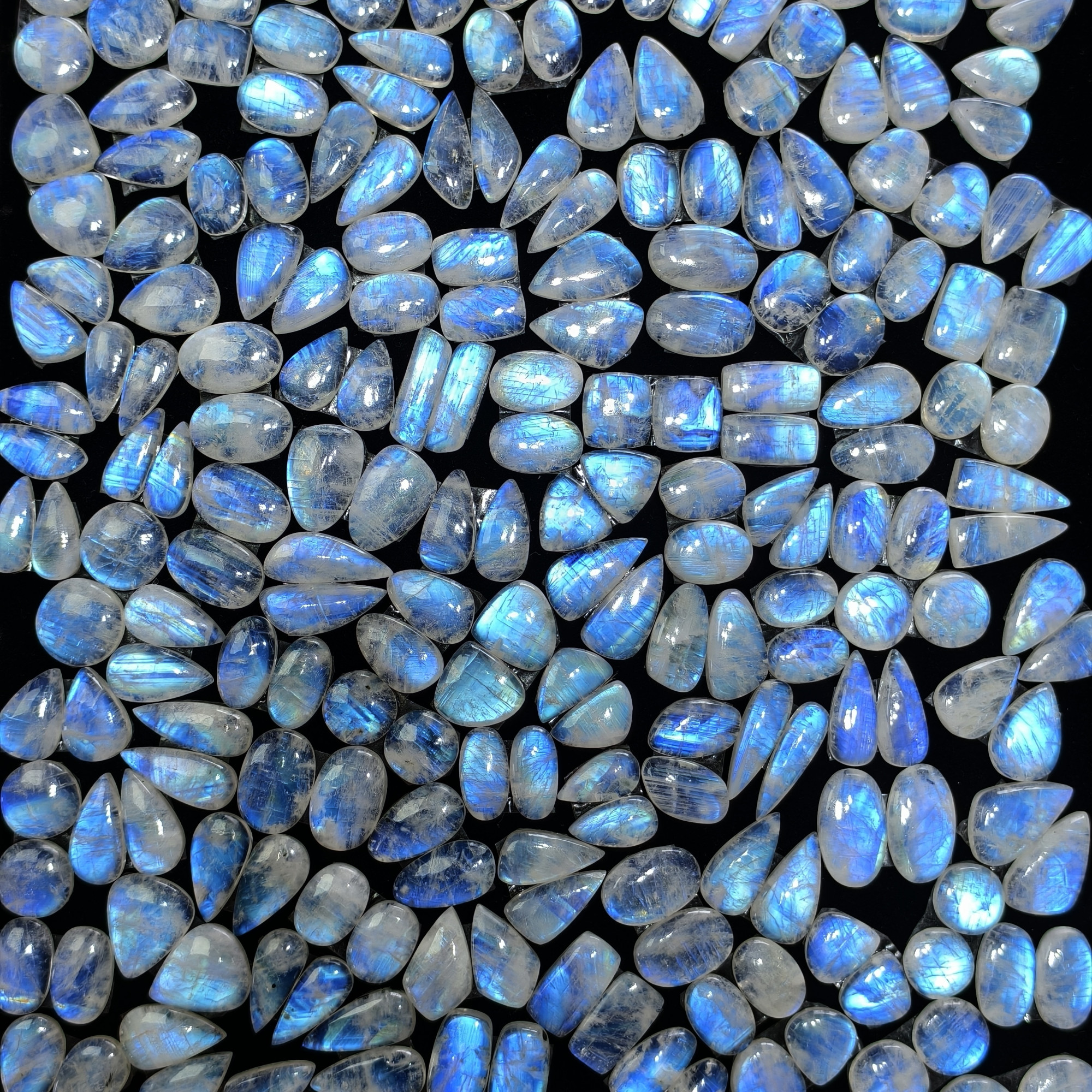 Natural Rainbow Moonstone Smooth Cabochon Pair for Jewelry Making 12Cts 20x11x13mm 11x11x3mm