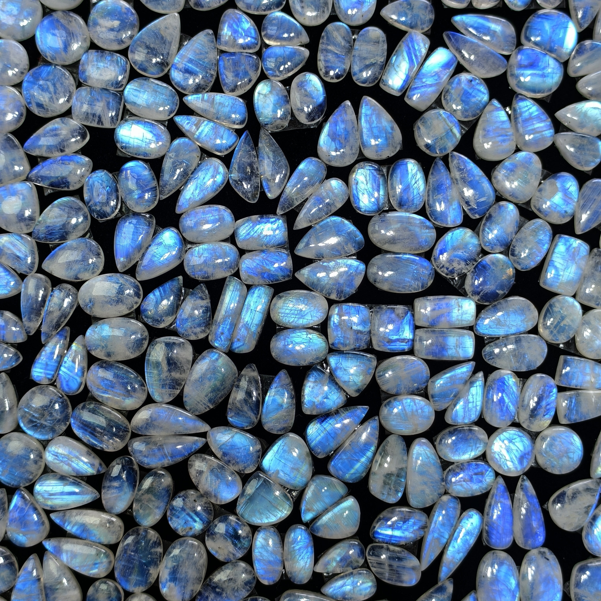 Natural Rainbow Moonstone Smooth Cabochon Pair for Jewelry Making 12Cts 20x11x13mm 11x11x3mm