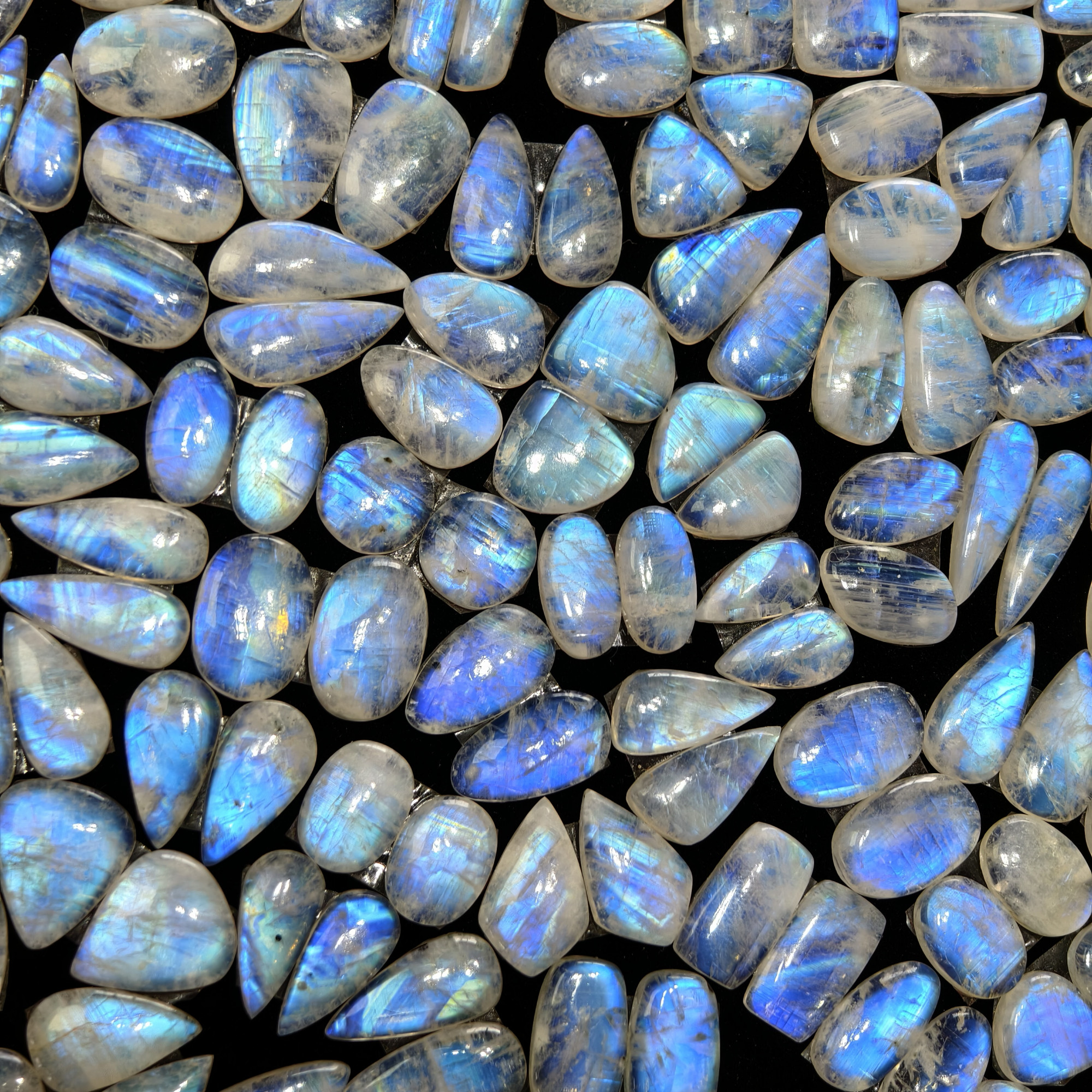 Natural Rainbow Moonstone Smooth Cabochon Pair for Jewelry Making 12Cts 20x11x13mm 11x11x3mm