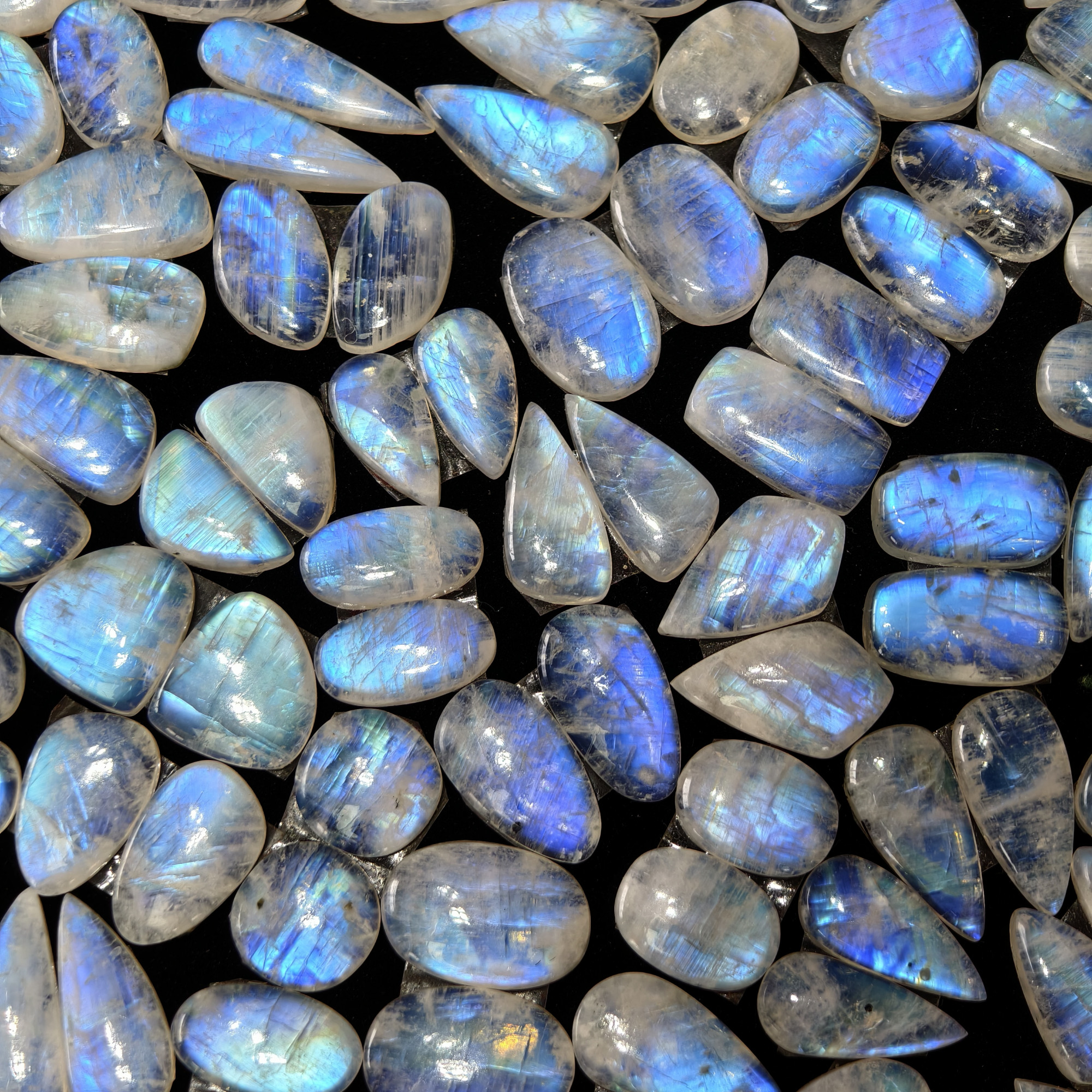 Natural Rainbow Moonstone Smooth Cabochon Pair for Jewelry Making 12Cts 20x11x13mm 11x11x3mm
