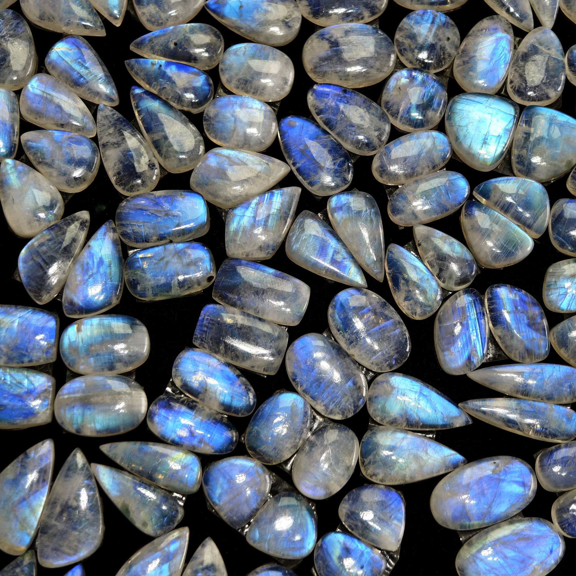 Natural Rainbow Moonstone Smooth Cabochon Pair for Jewelry Making 12Cts 20x11x13mm 11x11x3mm