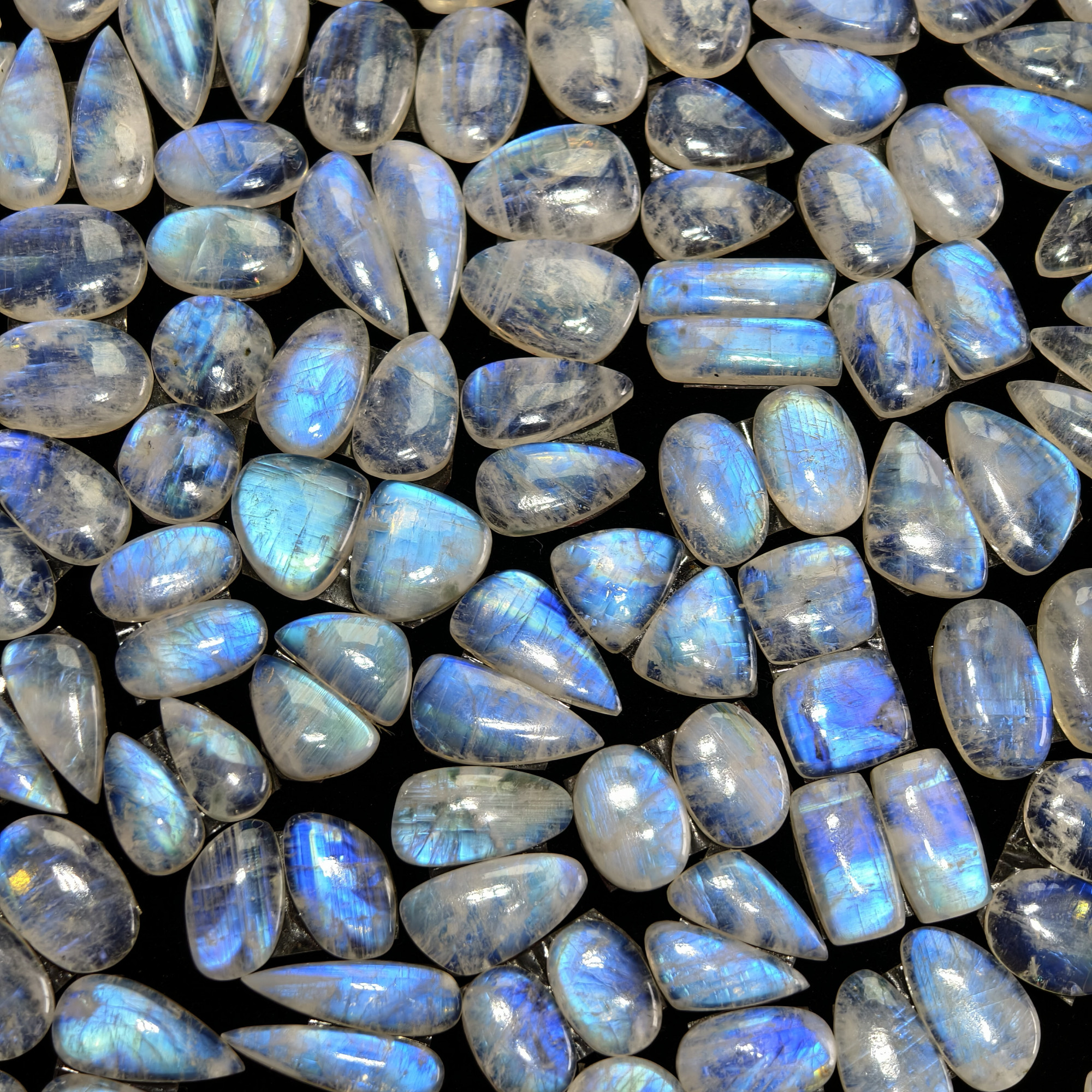Natural Rainbow Moonstone Smooth Cabochon Pair for Jewelry Making 12Cts 20x11x13mm 11x11x3mm