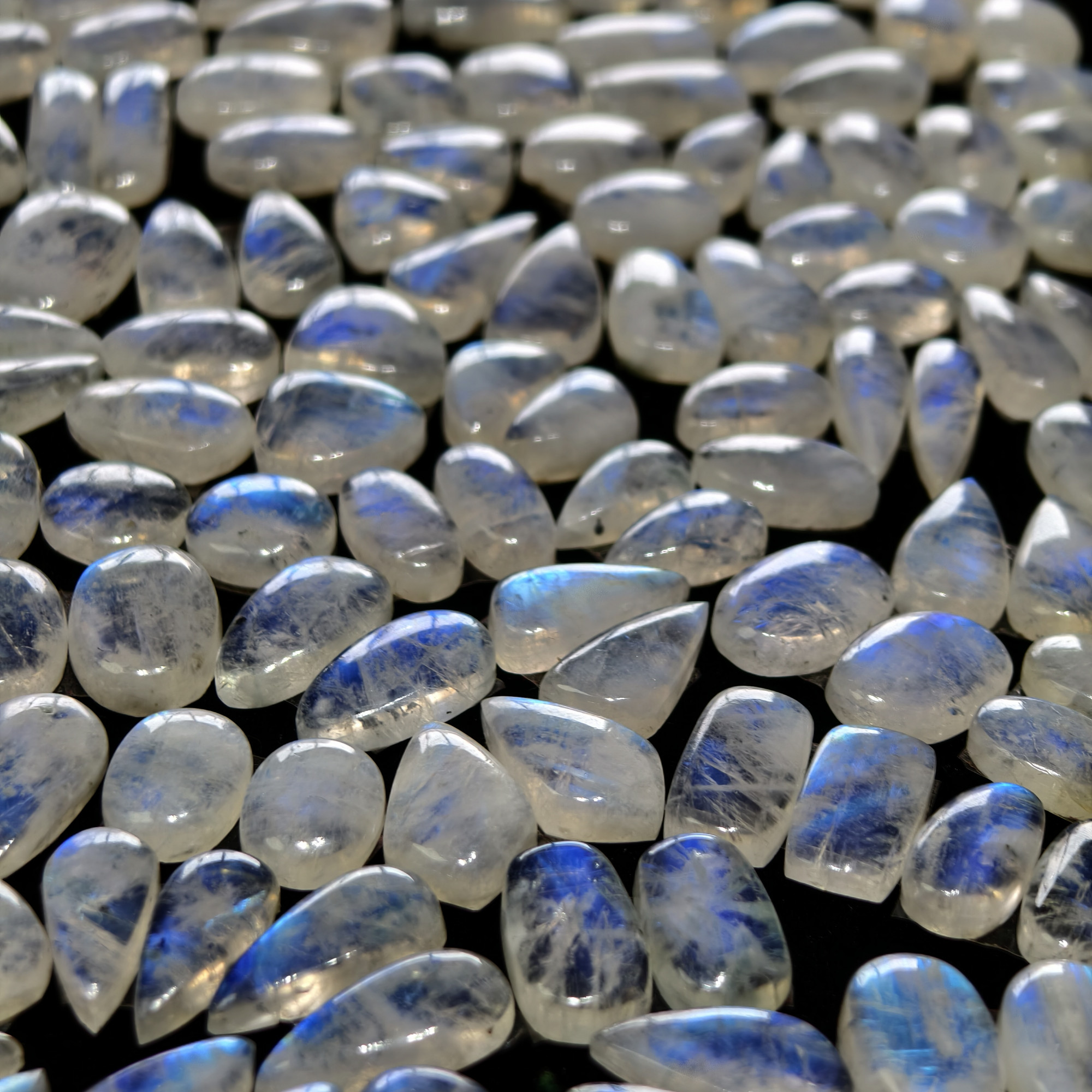 Natural Rainbow Moonstone Smooth Cabochon Pair for Jewelry Making 12Cts 20x11x13mm 11x11x3mm
