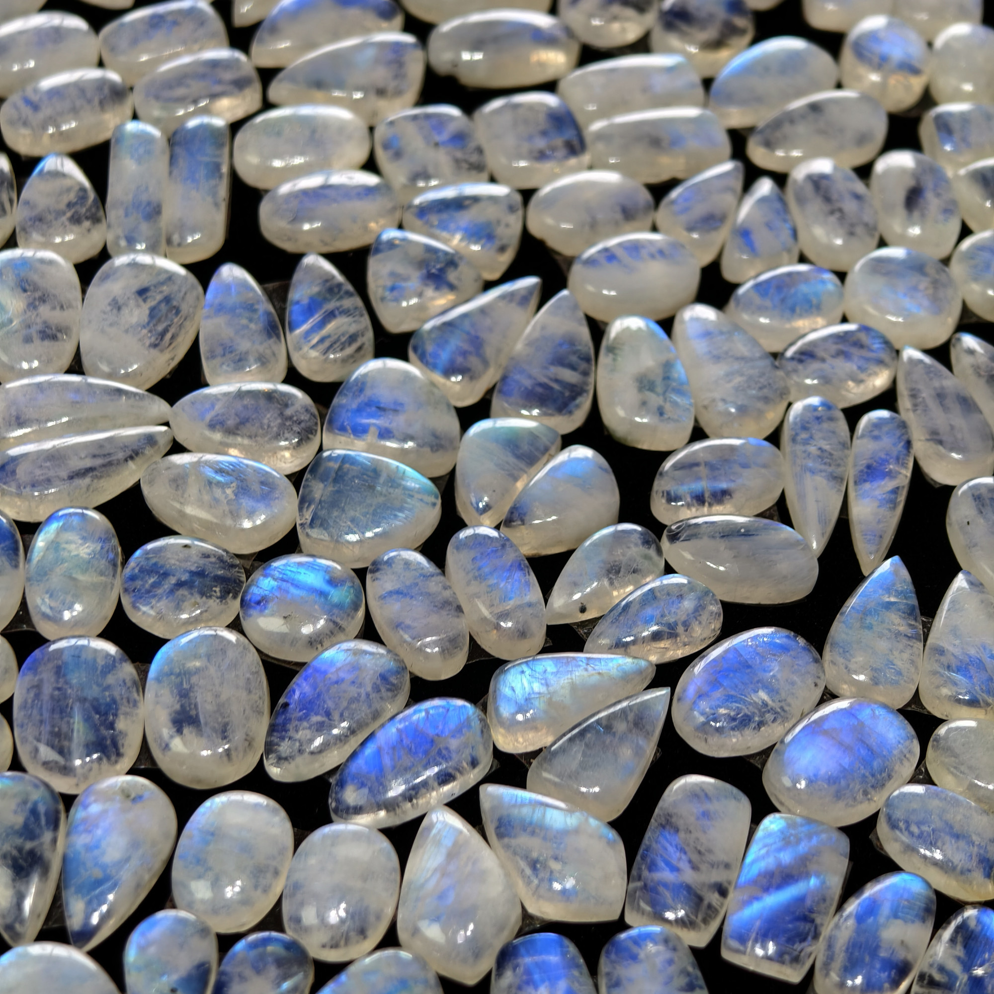 Natural Rainbow Moonstone Smooth Cabochon Pair for Jewelry Making 12Cts 20x11x13mm 11x11x3mm