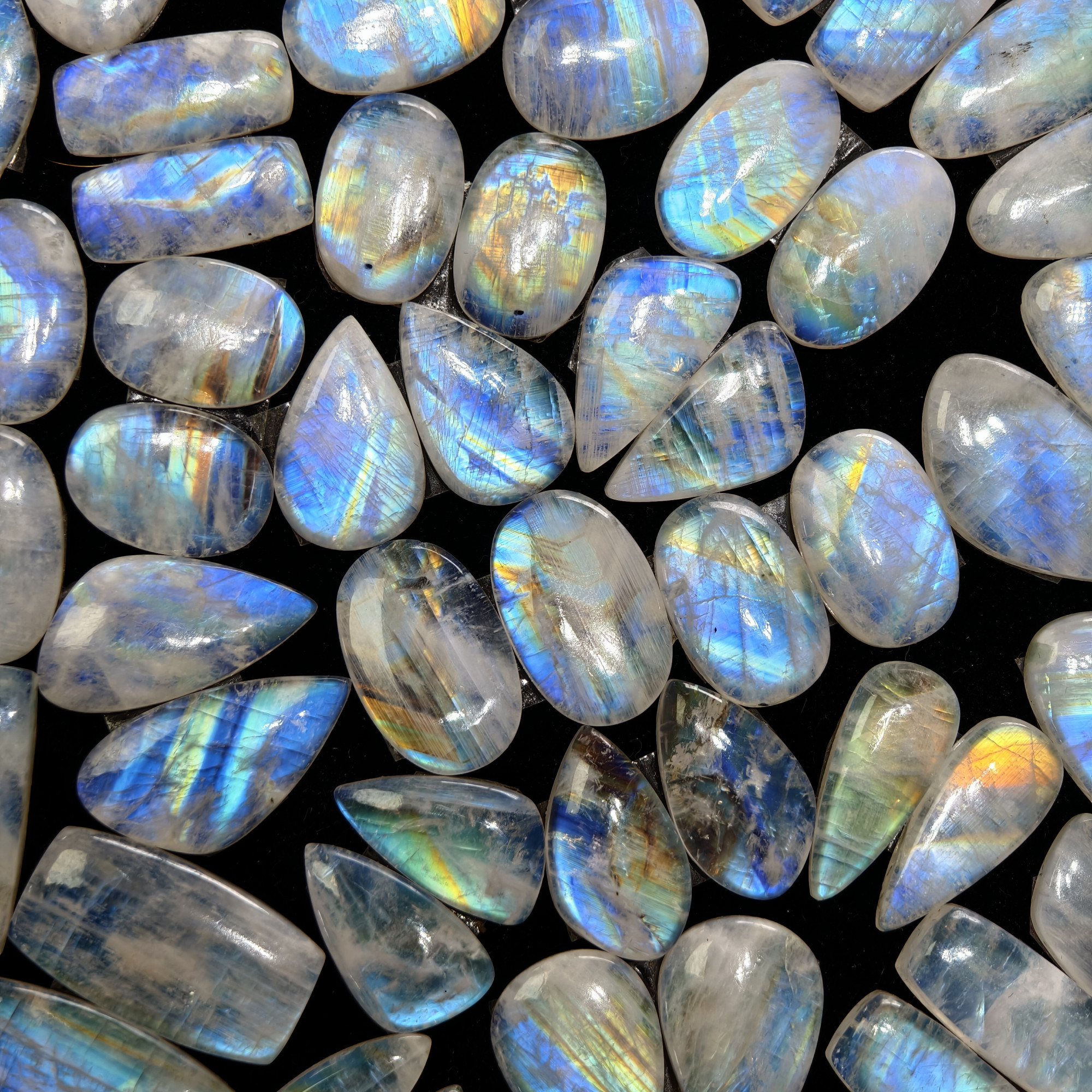 Rainbow Moonstone Mixed Shape Cabochon Pair 18Cts 18x11x4mm 25x13x4mm
