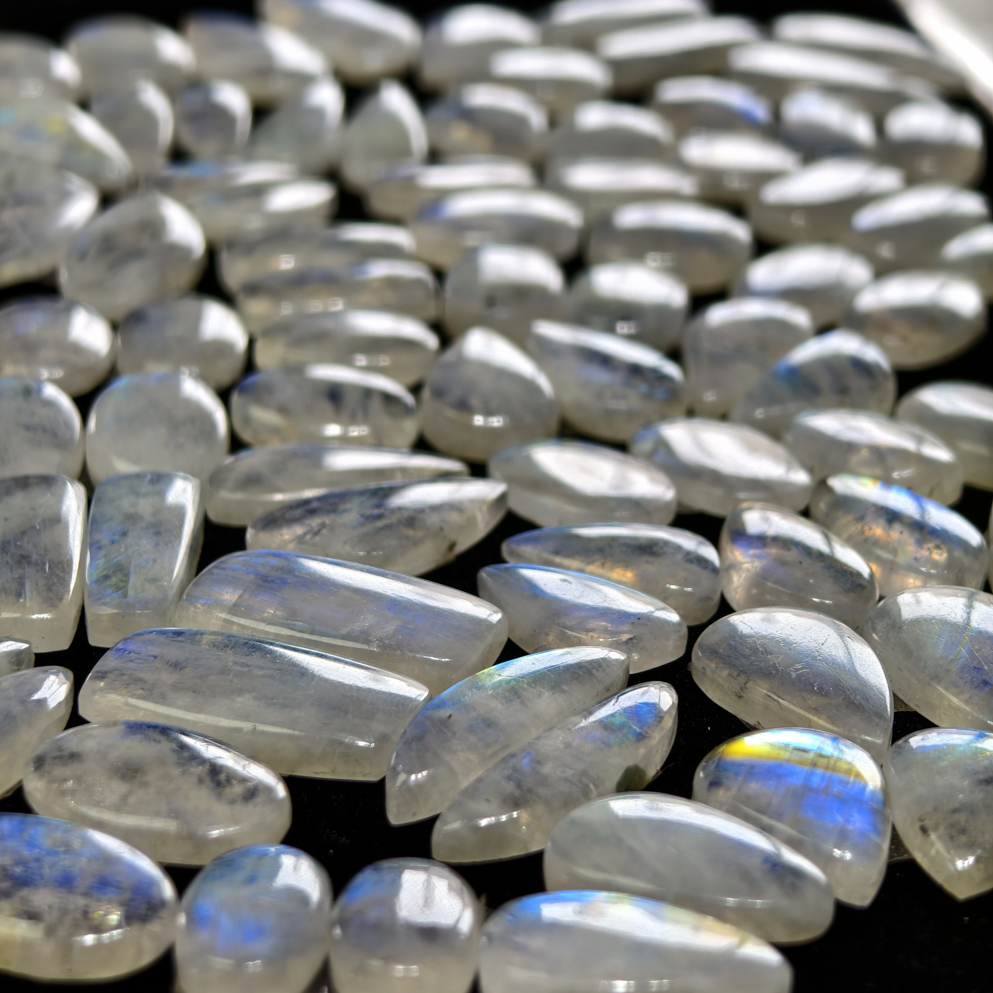 Rainbow Moonstone Mixed Shape Cabochon Pair 18Cts 18x11x4mm 25x13x4mm