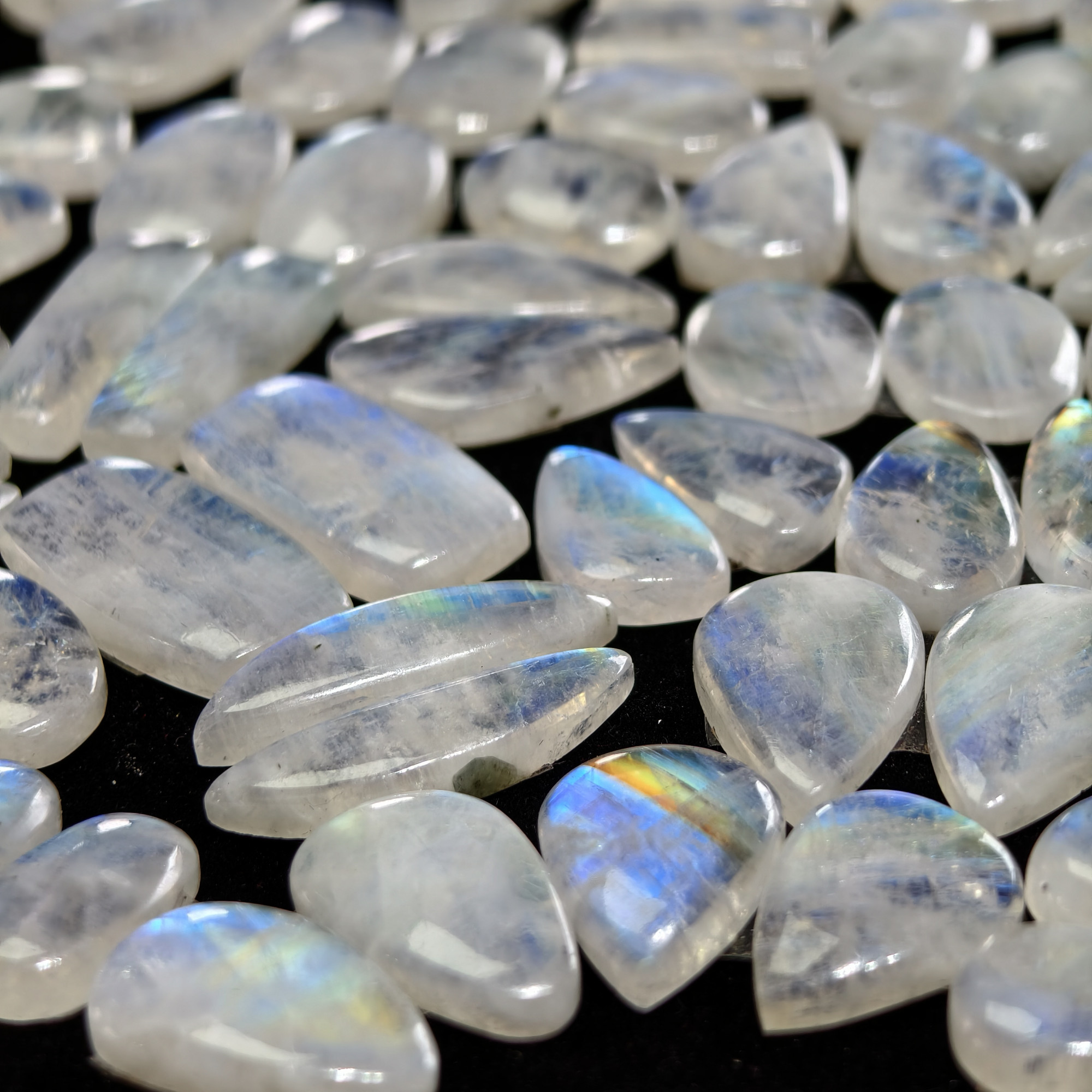 Rainbow Moonstone Mixed Shape Cabochon Pair 18Cts 18x11x4mm 25x13x4mm