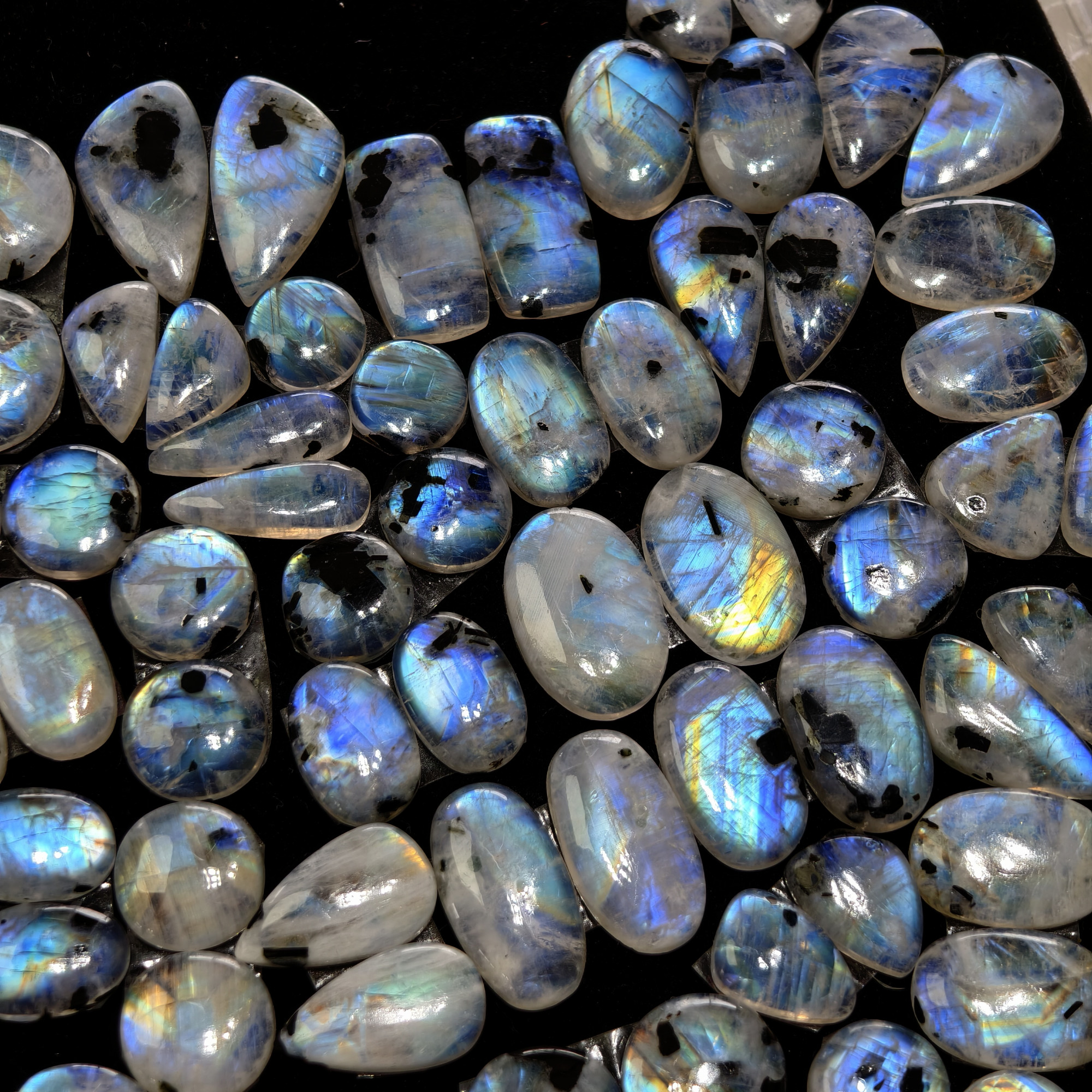 Rainbow Moonstone Mixed Cut Cabochon Matching Pair 12Cts 13x8x3mm  20x12x3mm
