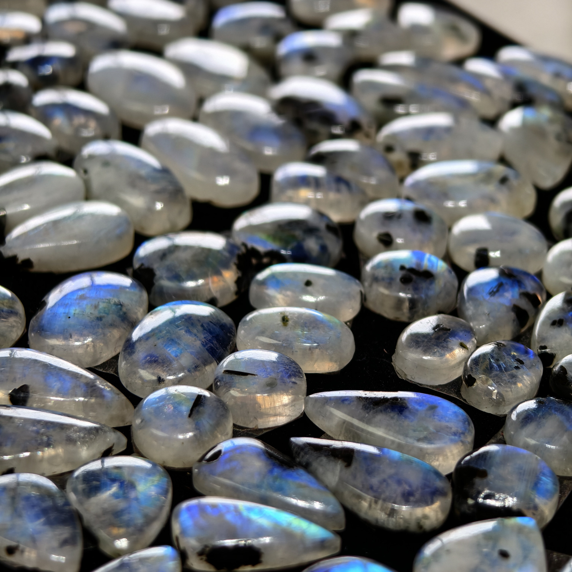 Rainbow Moonstone Mixed Cut Cabochon Matching Pair 12Cts 13x8x3mm  20x12x3mm