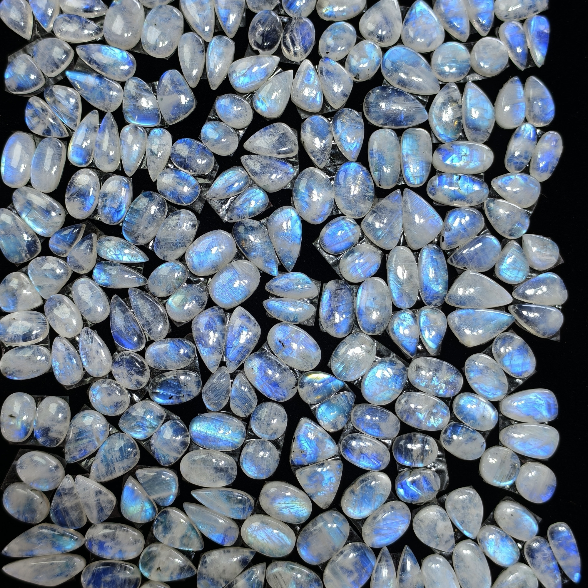 Rainbow Moonstone Smooth Polish Gemstone Cabochon Matching Pair 6Cts 10x8x3mm 15z7z3mm