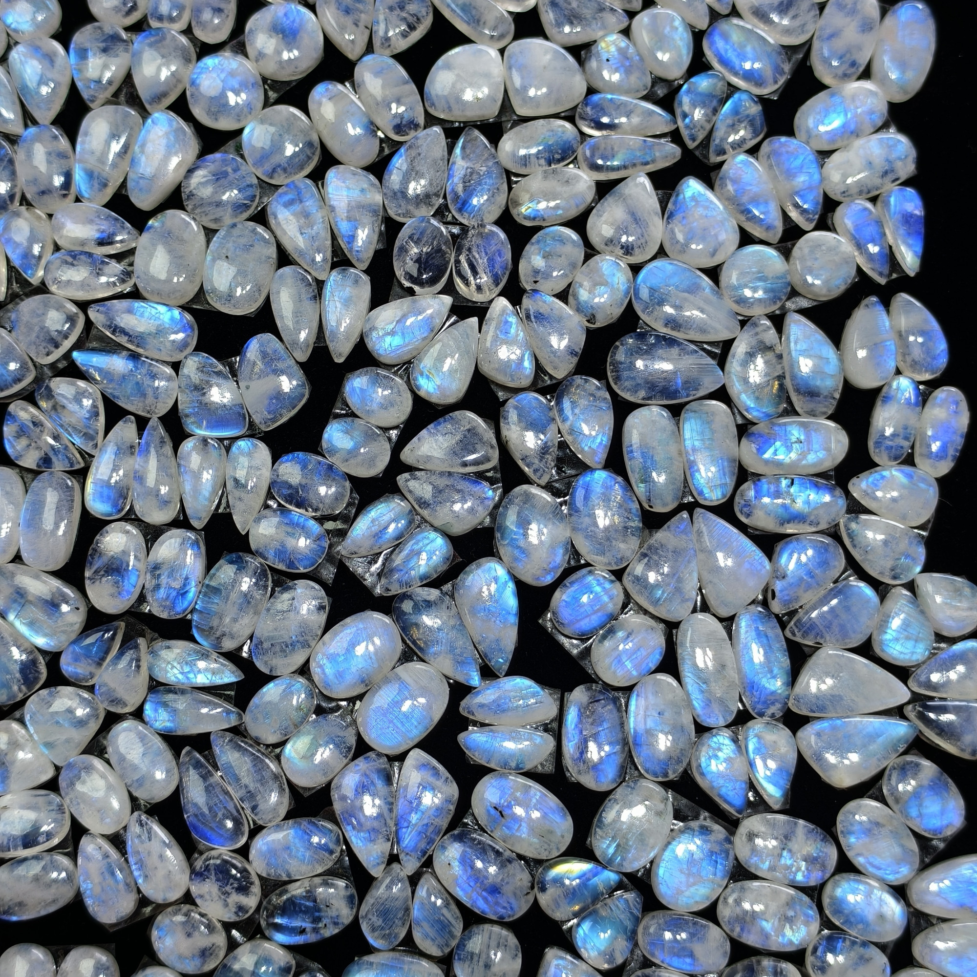 Rainbow Moonstone Smooth Polish Gemstone Cabochon Matching Pair 6Cts 10x8x3mm 15z7z3mm