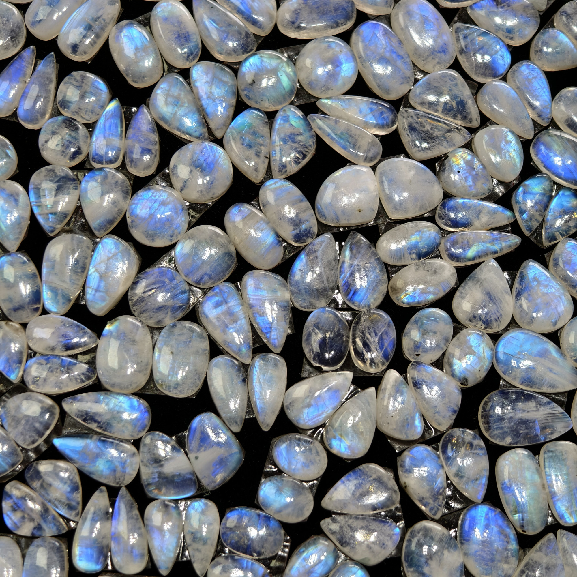 Rainbow Moonstone Smooth Polish Gemstone Cabochon Matching Pair 6Cts 10x8x3mm 15z7z3mm