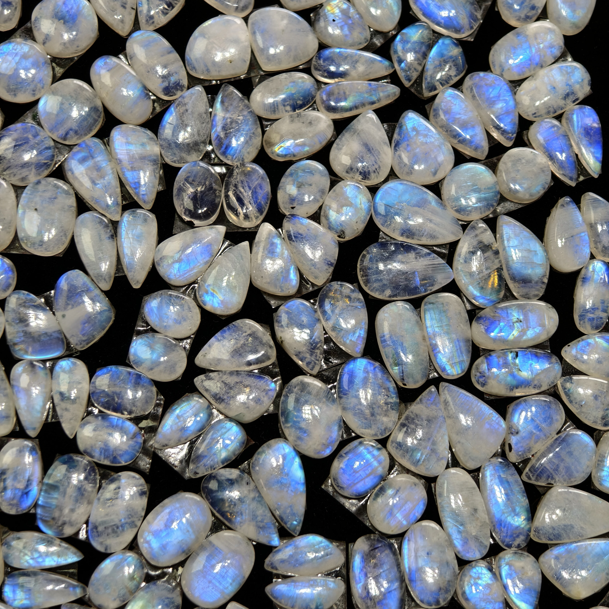 Rainbow Moonstone Smooth Polish Gemstone Cabochon Matching Pair 6Cts 10x8x3mm 15z7z3mm