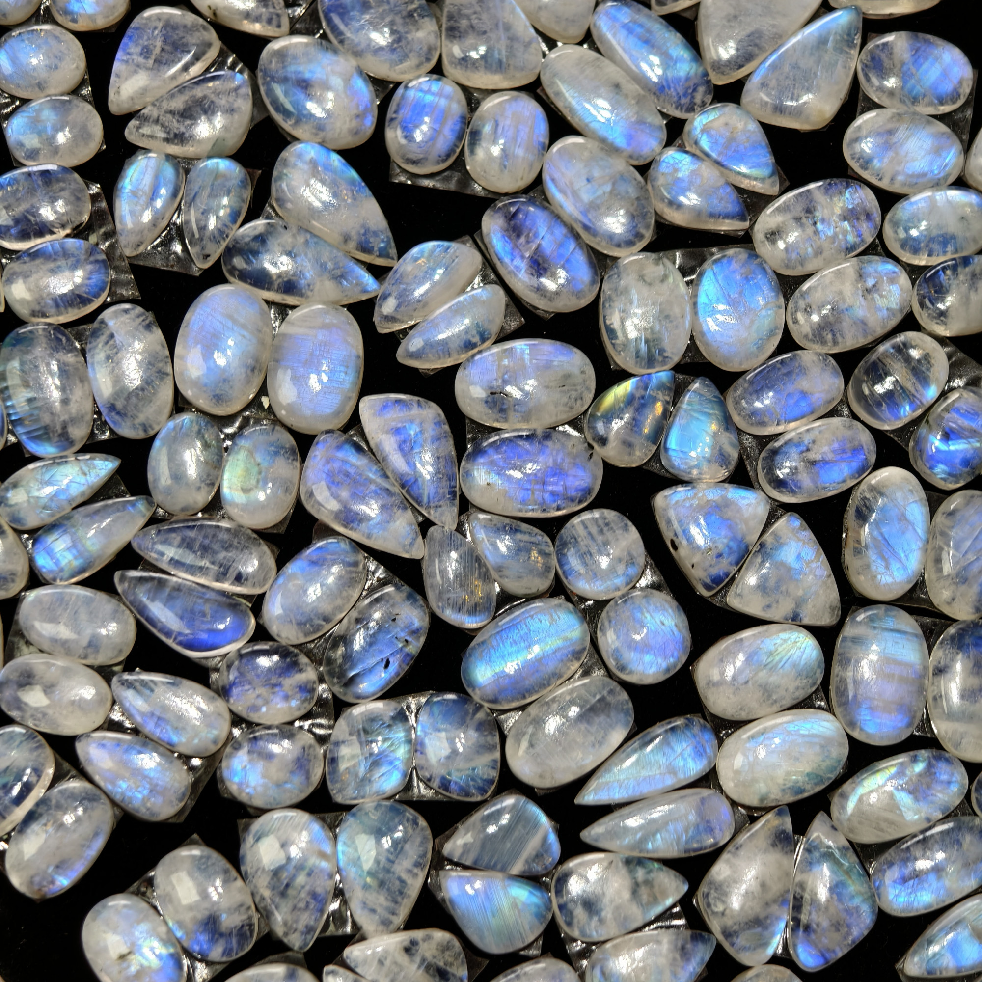 Rainbow Moonstone Smooth Polish Gemstone Cabochon Matching Pair 6Cts 10x8x3mm 15z7z3mm