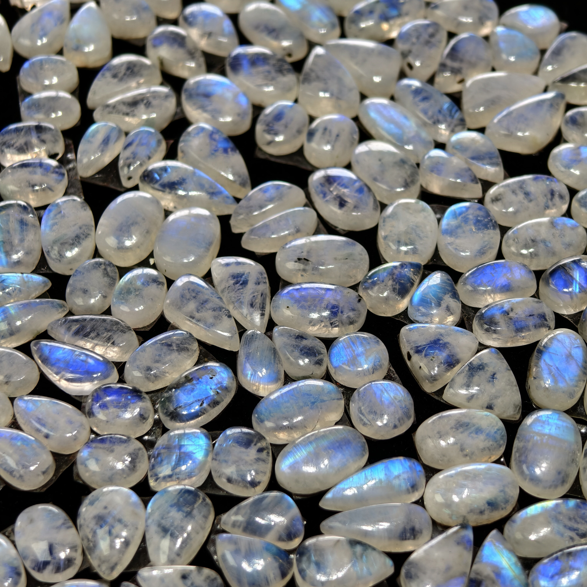 Rainbow Moonstone Smooth Polish Gemstone Cabochon Matching Pair 6Cts 10x8x3mm 15z7z3mm