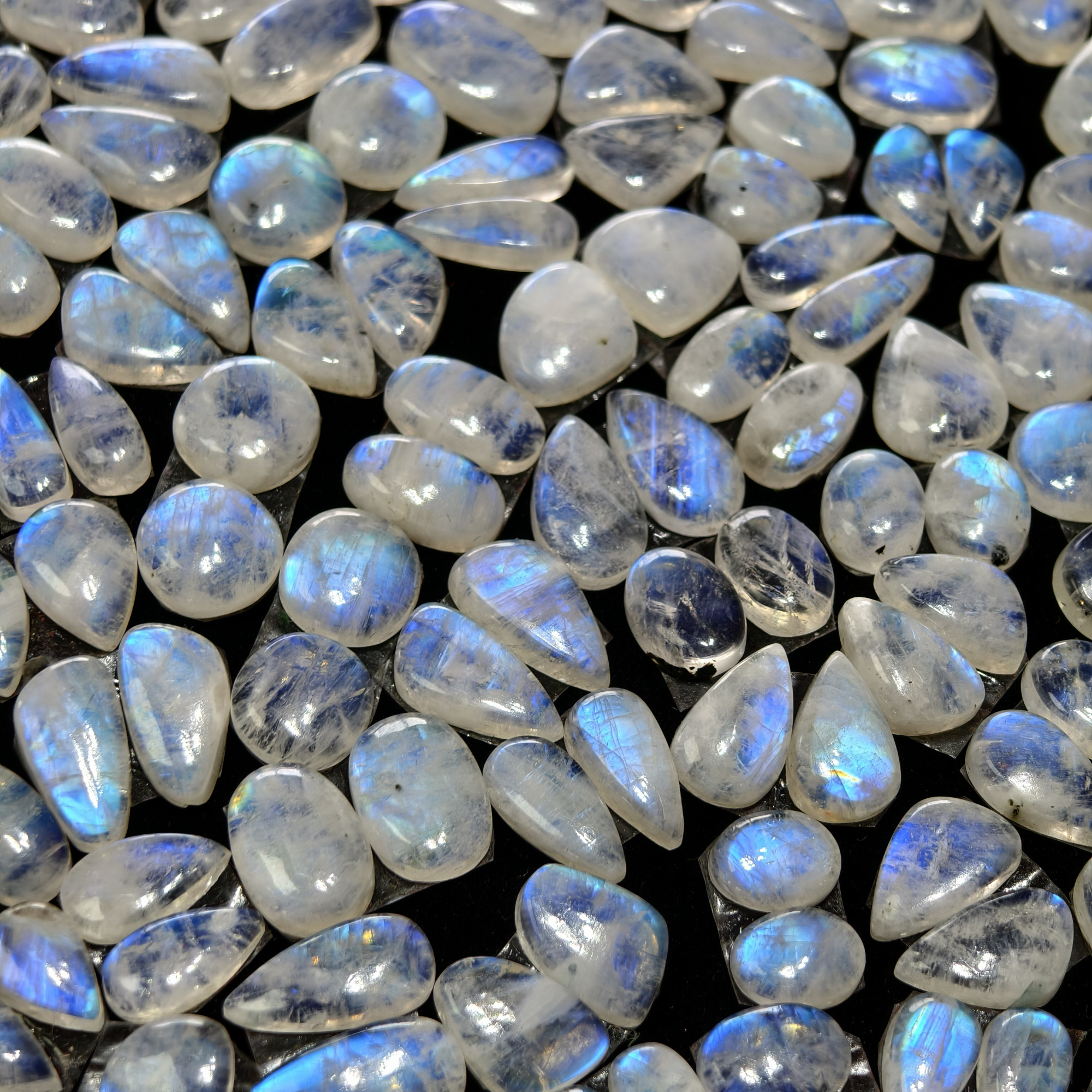 Rainbow Moonstone Smooth Polish Gemstone Cabochon Matching Pair 6Cts 10x8x3mm 15z7z3mm