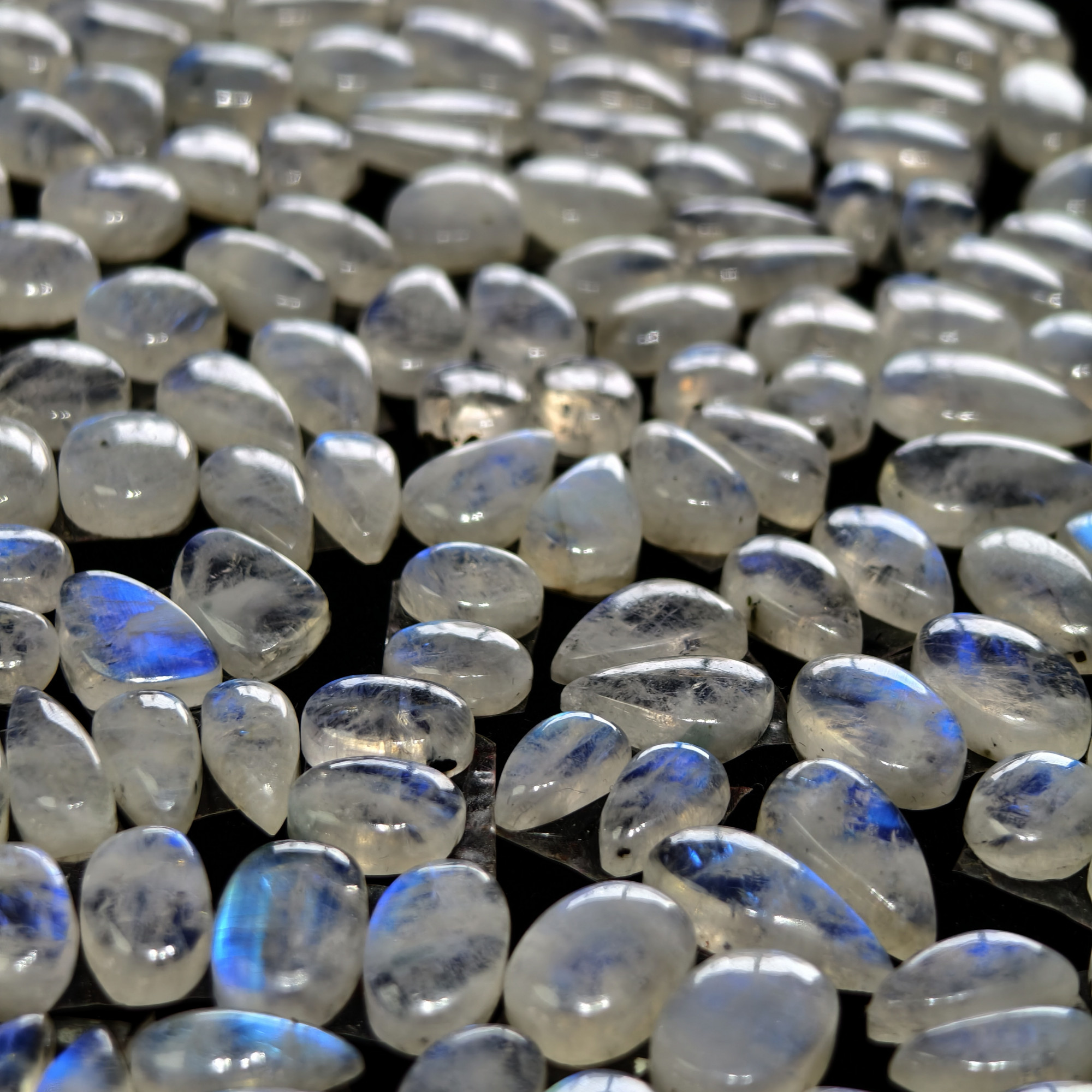 Rainbow Moonstone Smooth Polish Gemstone Cabochon Matching Pair 6Cts 10x8x3mm 15z7z3mm