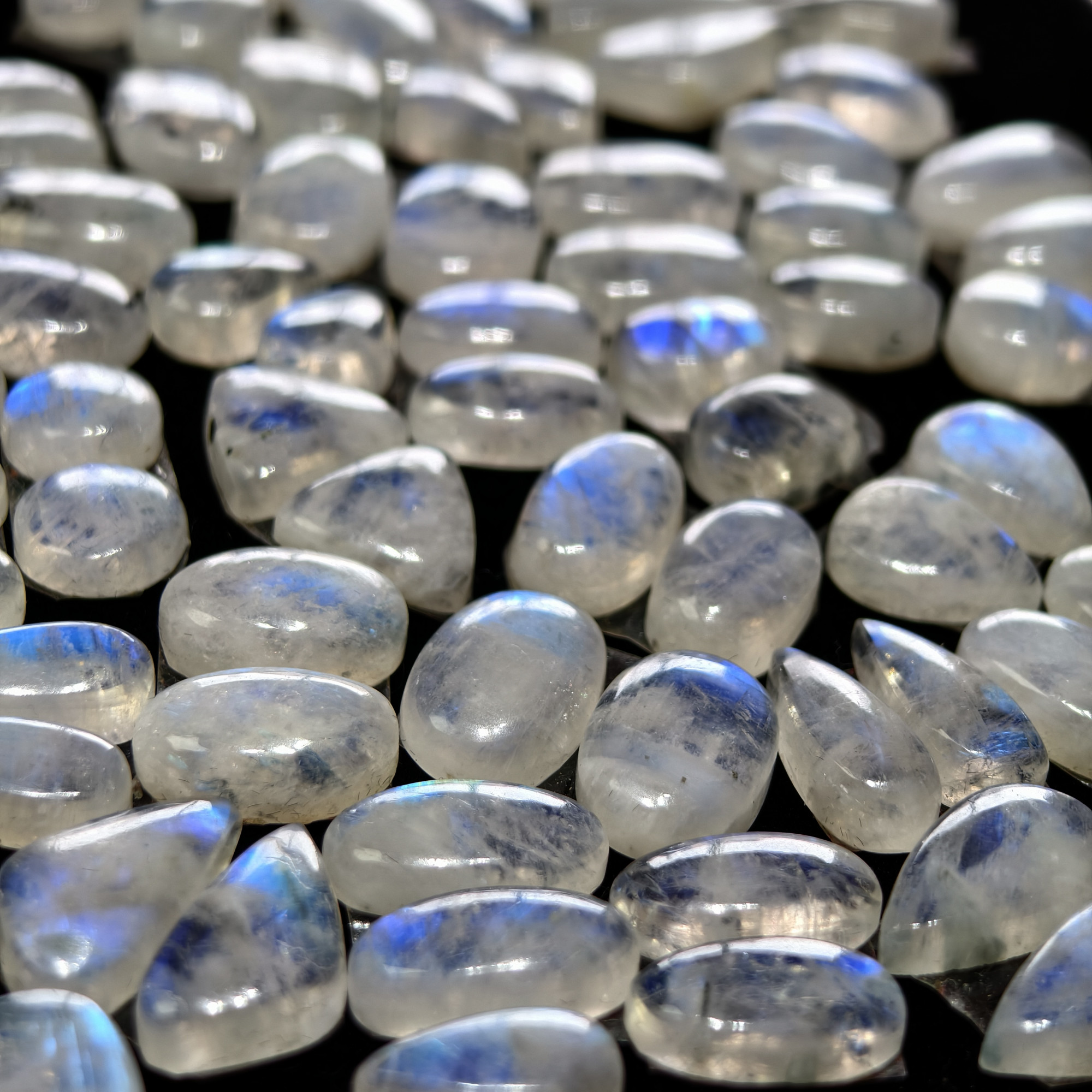 Rainbow Moonstone Smooth Polish Gemstone Cabochon Matching Pair 6Cts 10x8x3mm 15z7z3mm