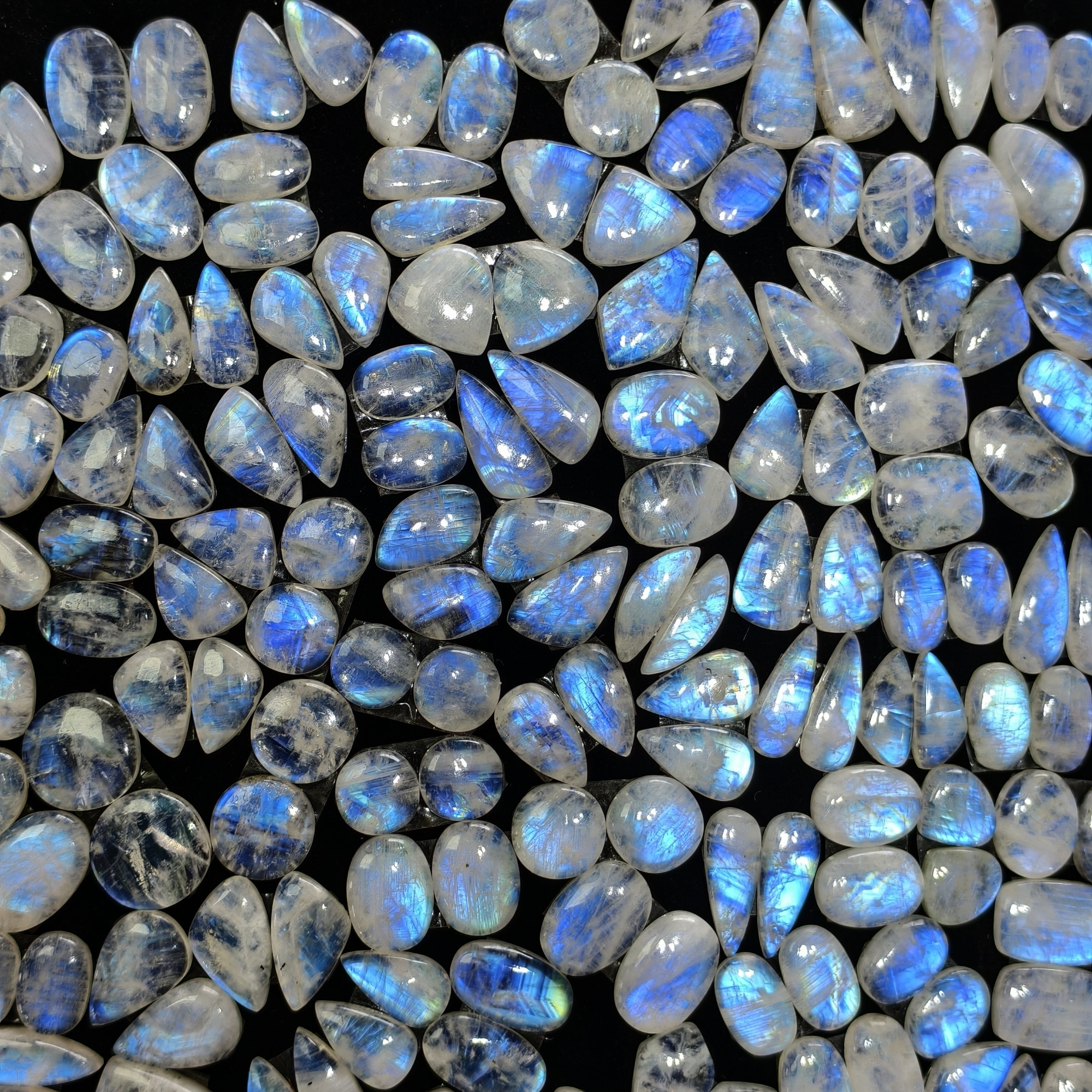 Natural Rainbow Moonstone Assorted Shape Cabochon Matching Pair10Cts12x10x3mm 21x10x3mm