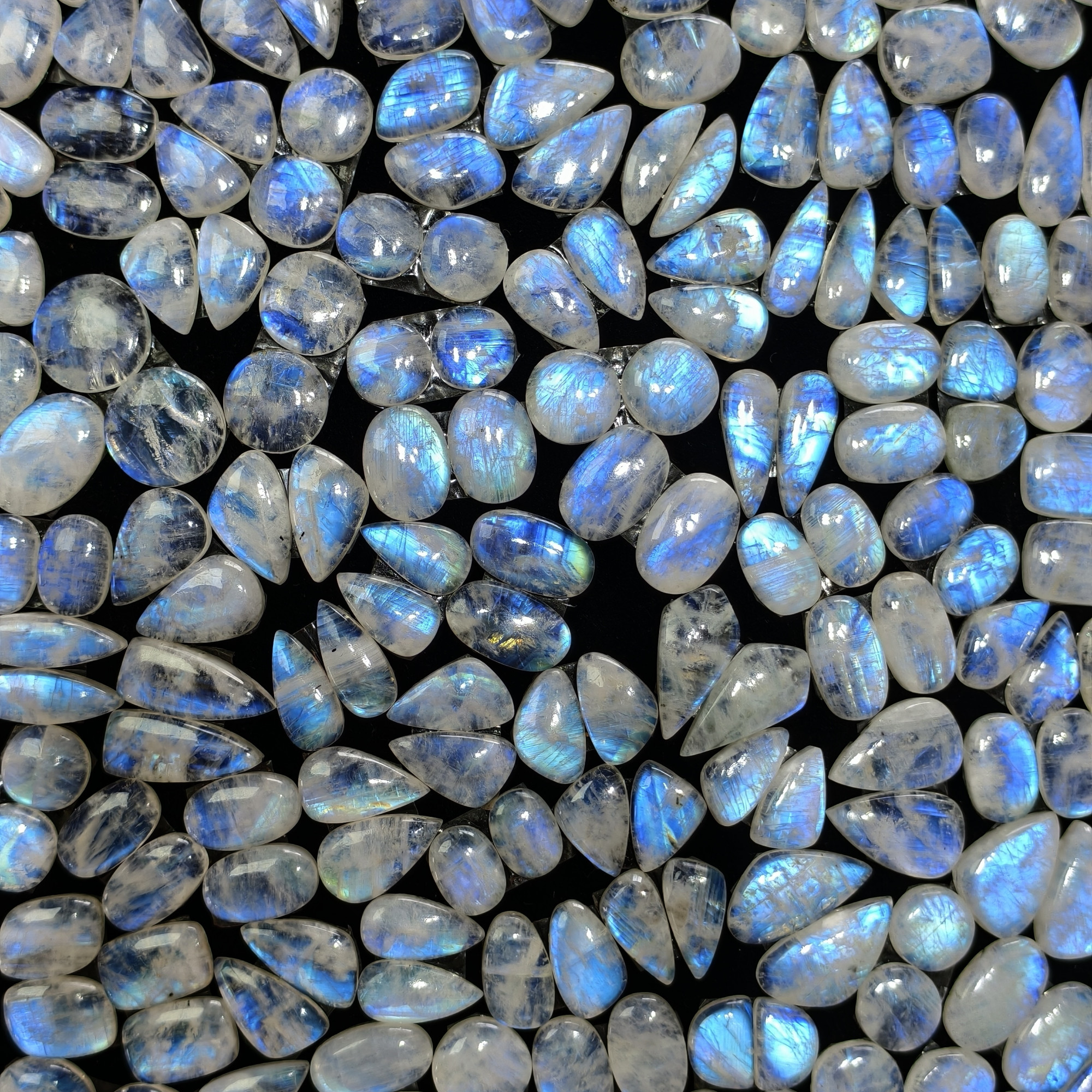 Natural Rainbow Moonstone Assorted Shape Cabochon Matching Pair10Cts12x10x3mm 21x10x3mm