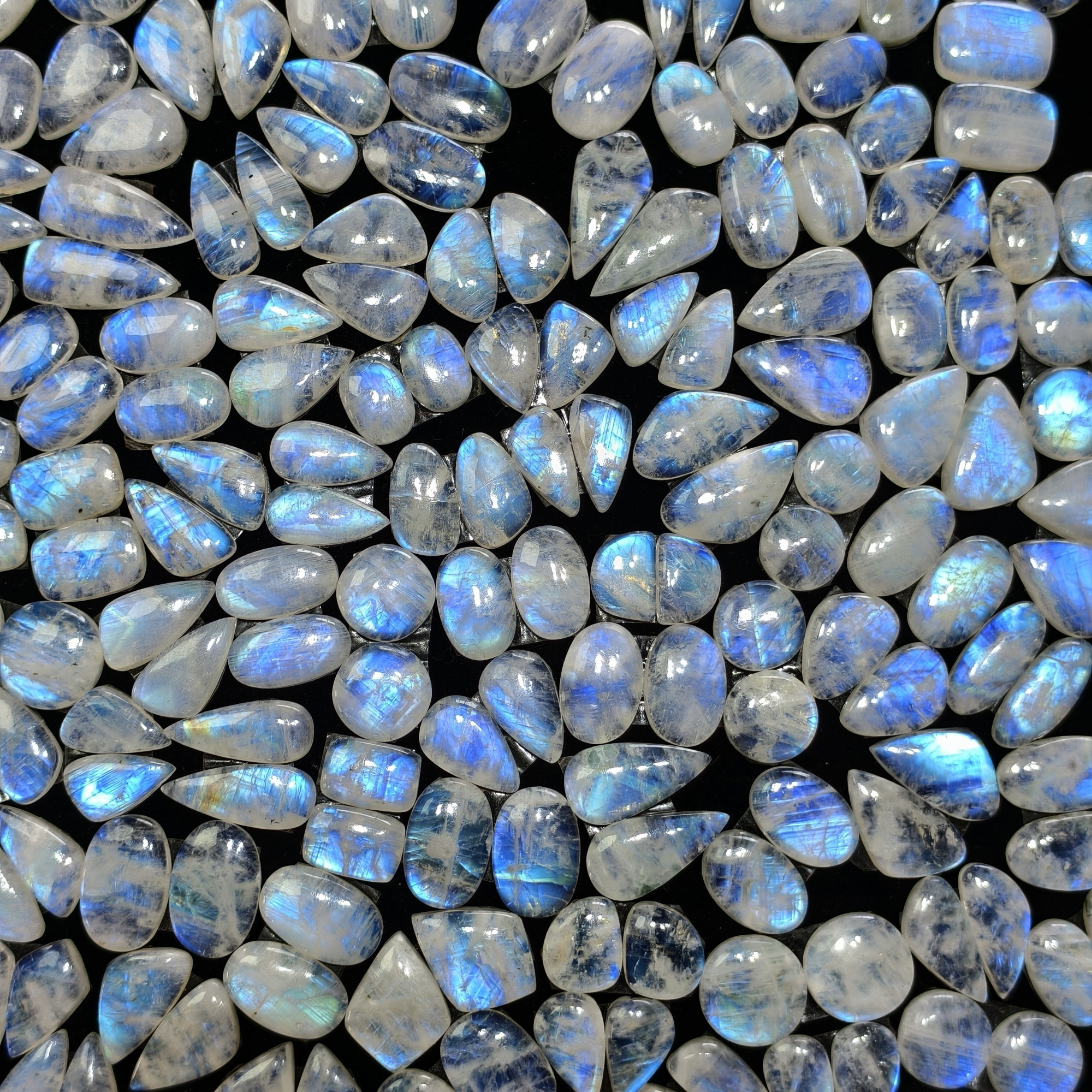 Natural Rainbow Moonstone Assorted Shape Cabochon Matching Pair10Cts12x10x3mm 21x10x3mm