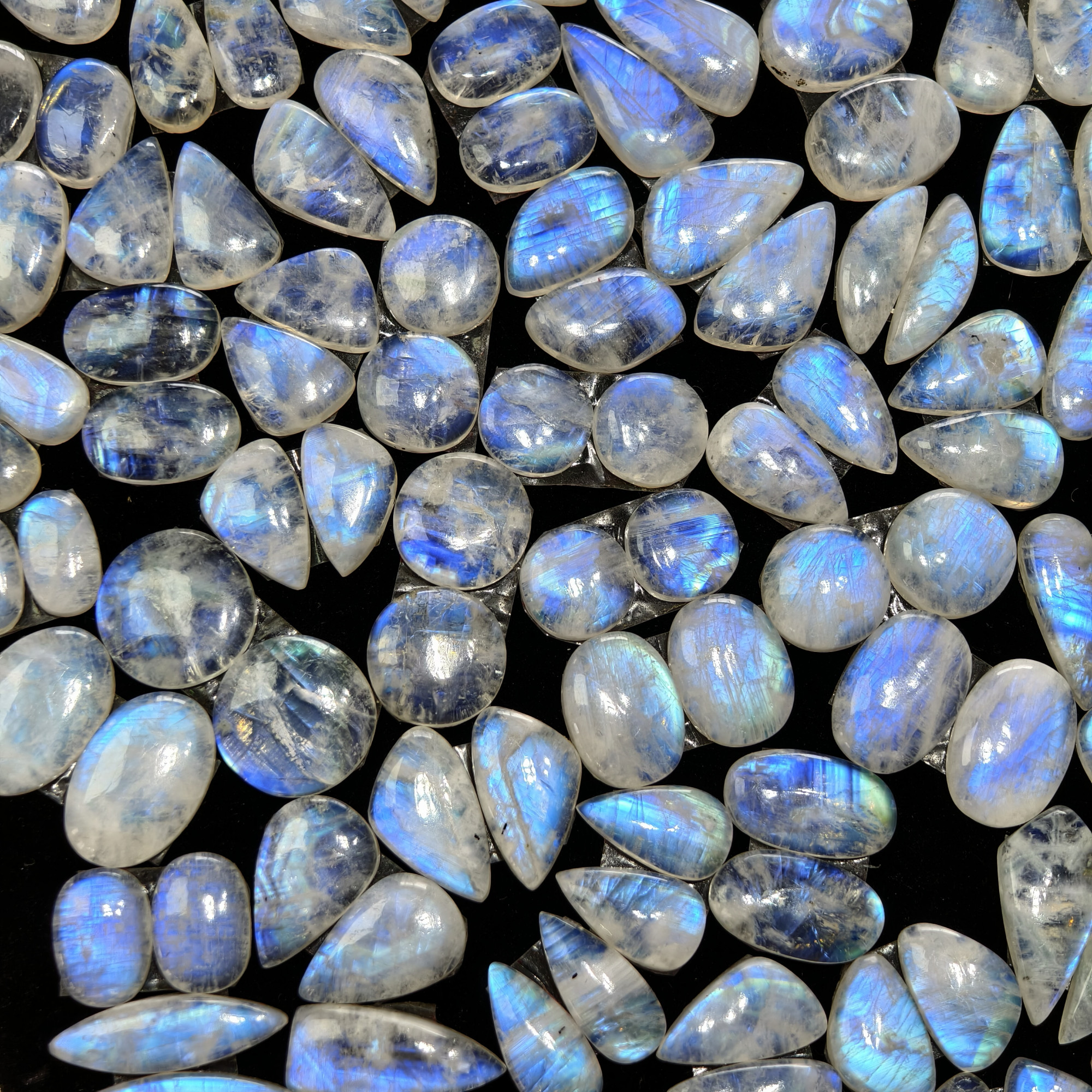 Natural Rainbow Moonstone Assorted Shape Cabochon Matching Pair10Cts12x10x3mm 21x10x3mm