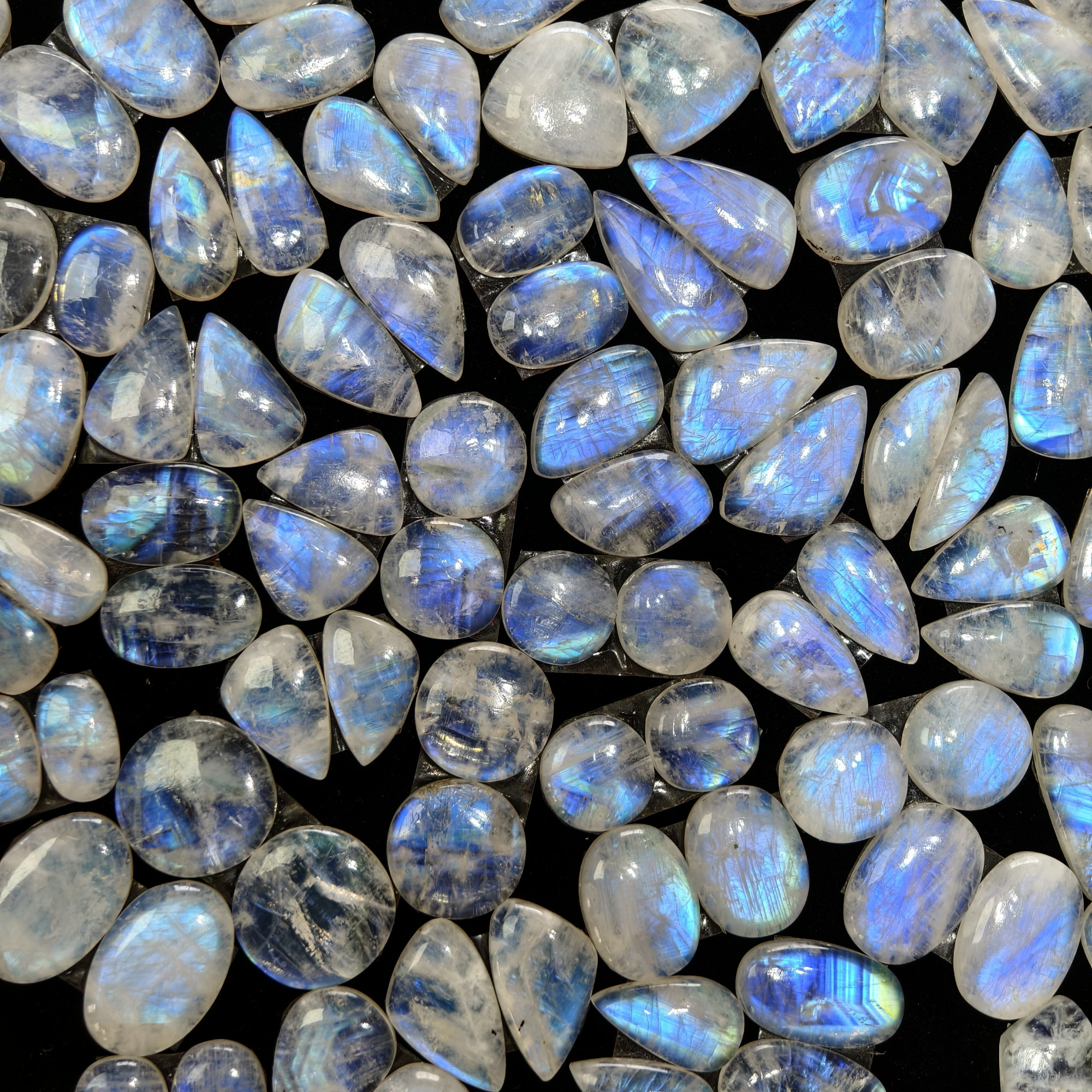 Natural Rainbow Moonstone Assorted Shape Cabochon Matching Pair10Cts12x10x3mm 21x10x3mm