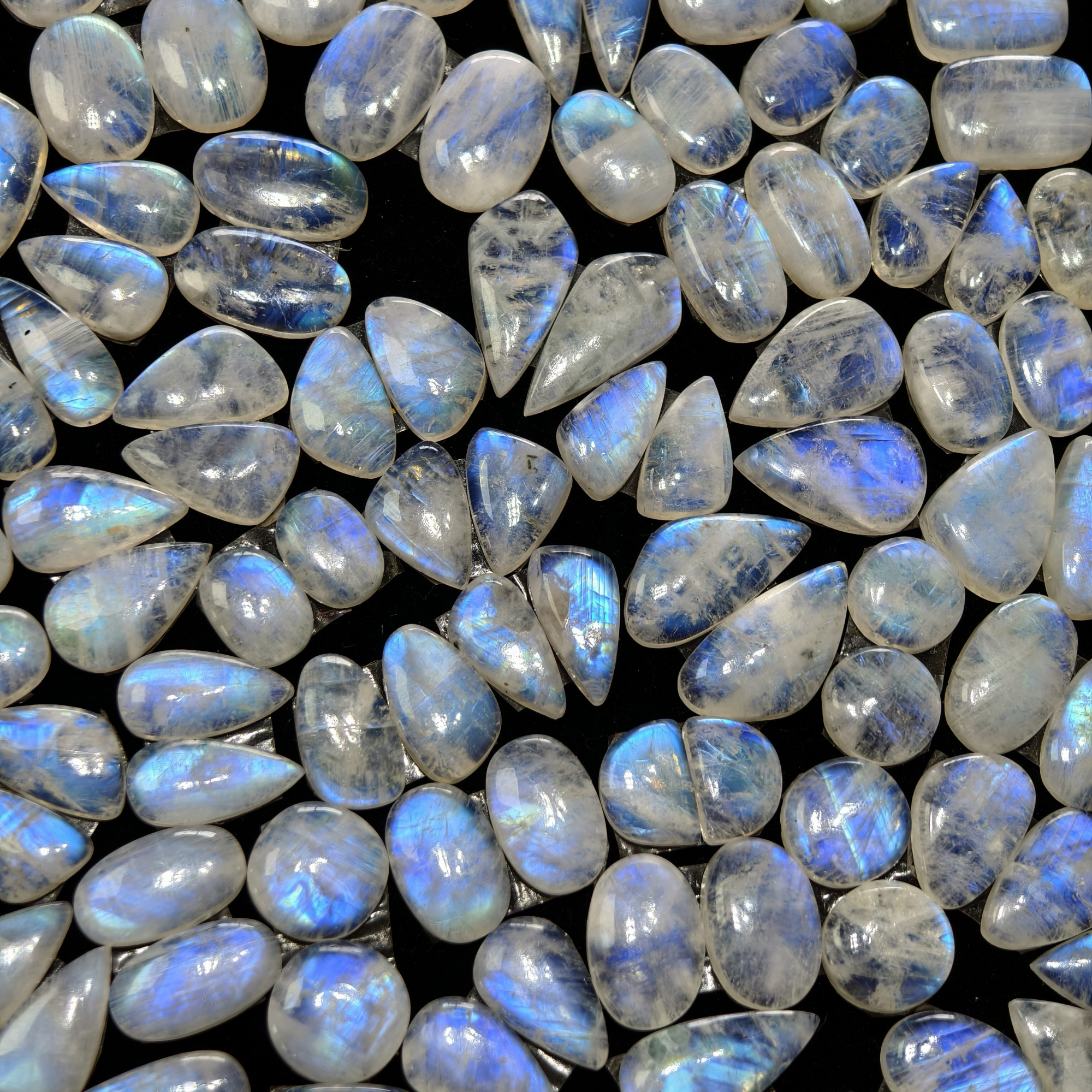 Natural Rainbow Moonstone Assorted Shape Cabochon Matching Pair10Cts12x10x3mm 21x10x3mm