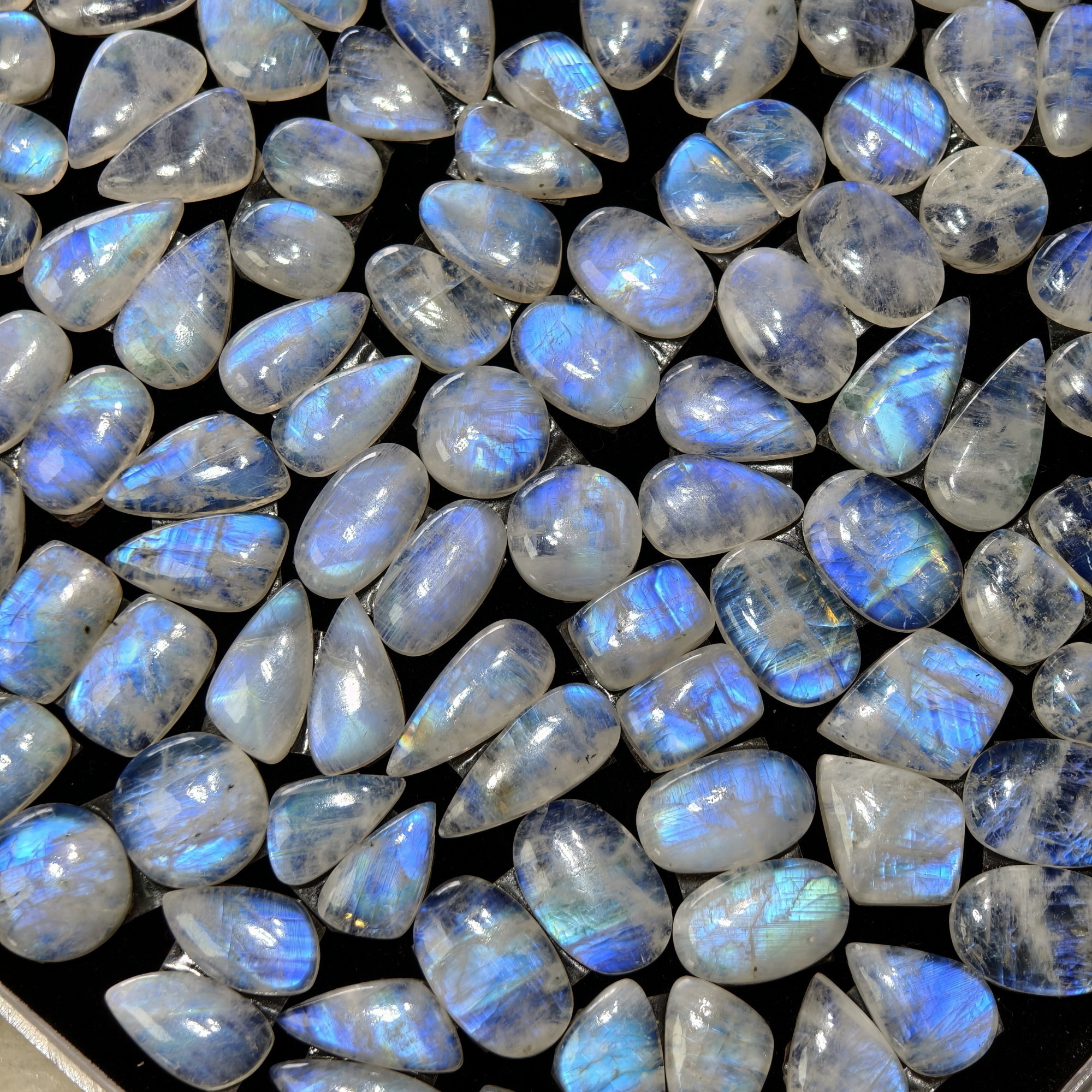 Natural Rainbow Moonstone Assorted Shape Cabochon Matching Pair10Cts12x10x3mm 21x10x3mm