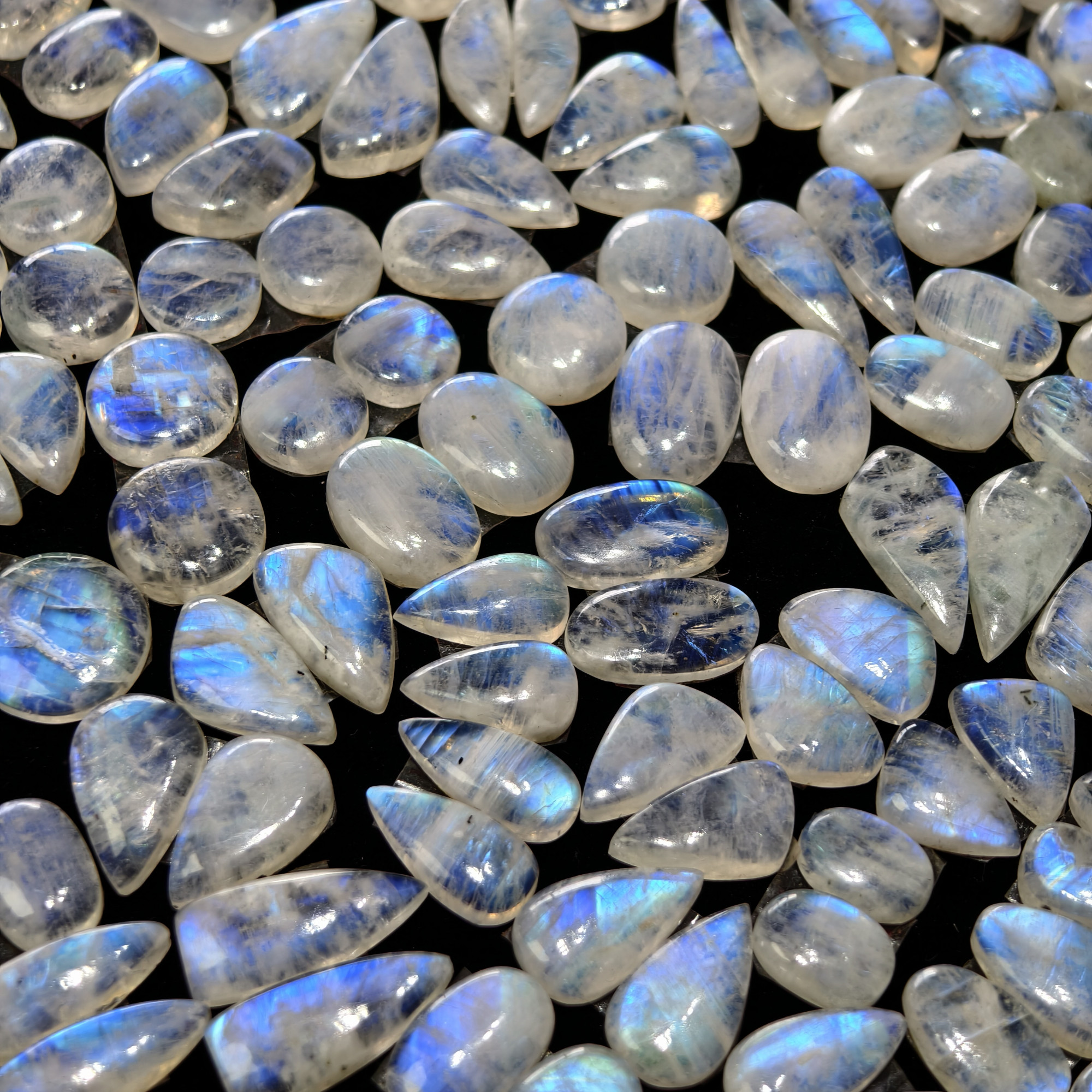 Natural Rainbow Moonstone Assorted Shape Cabochon Matching Pair10Cts12x10x3mm 21x10x3mm