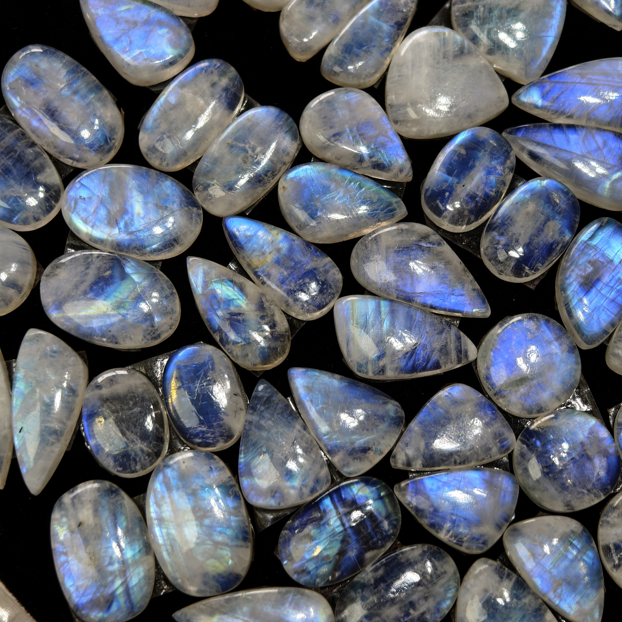 Natural Rainbow Moonstone Assorted Shape Cabochon Matching Pair10Cts12x10x3mm 21x10x3mm
