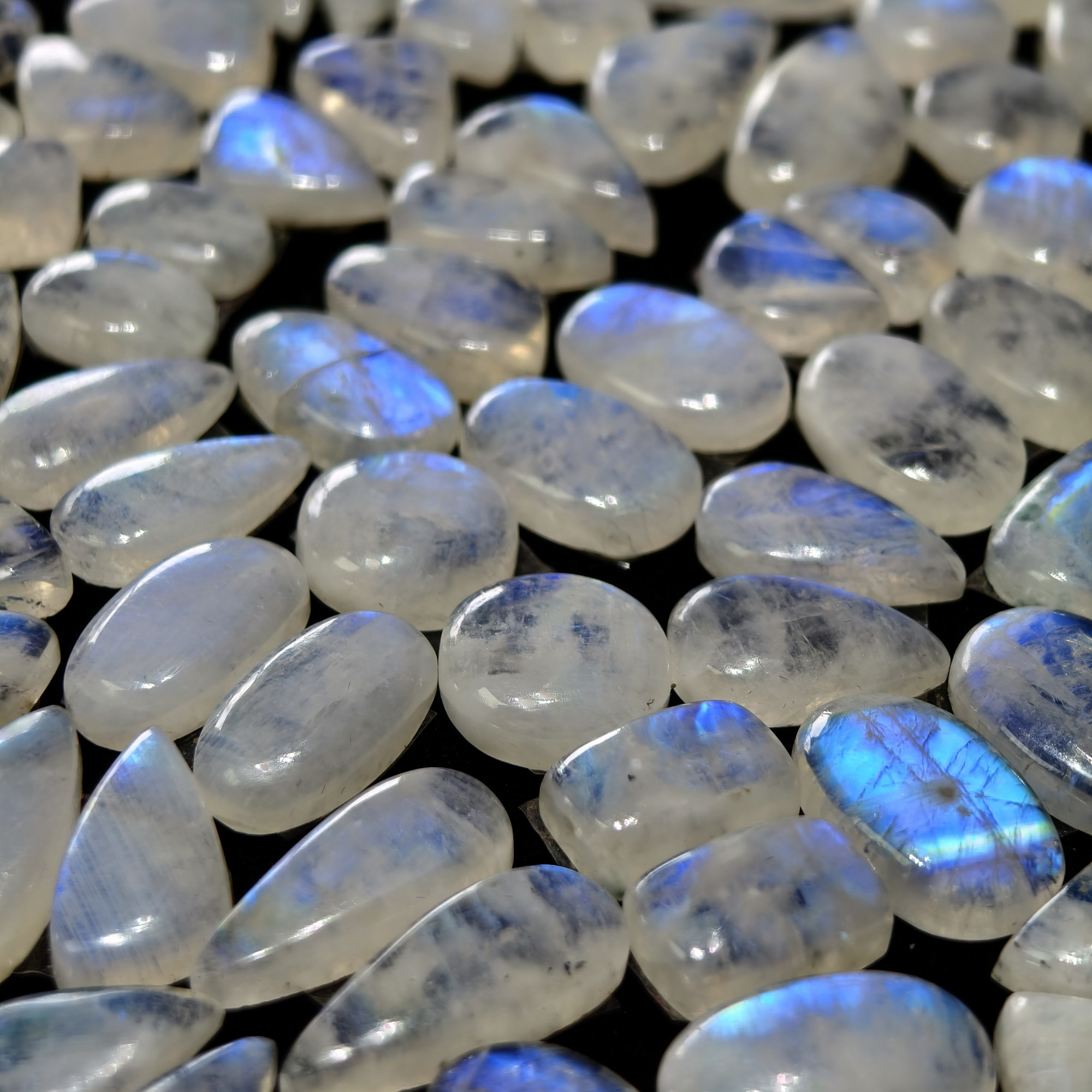 Natural Rainbow Moonstone Assorted Shape Cabochon Matching Pair10Cts12x10x3mm 21x10x3mm