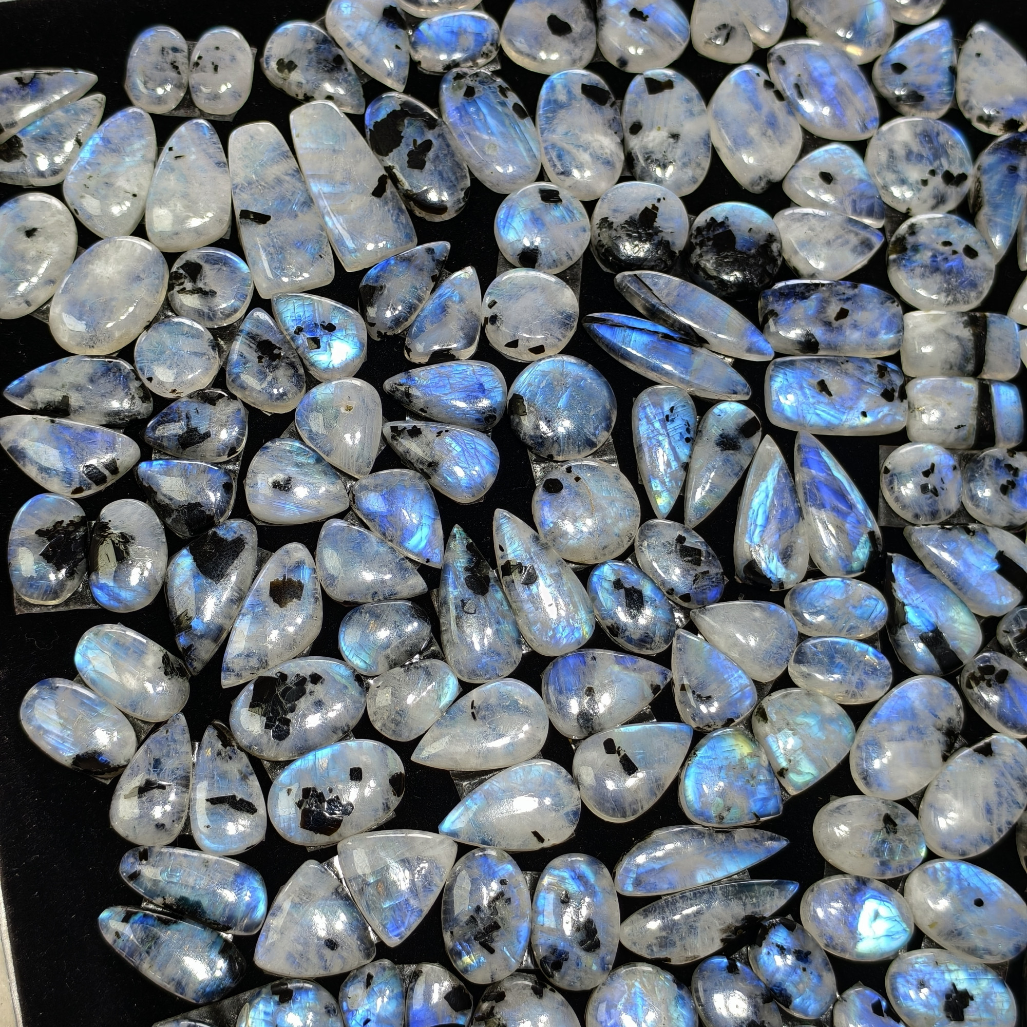 Rainbow Moonstone Matching Gemstones for Earrings 12x12x3mm 17x13x3mm 12ct