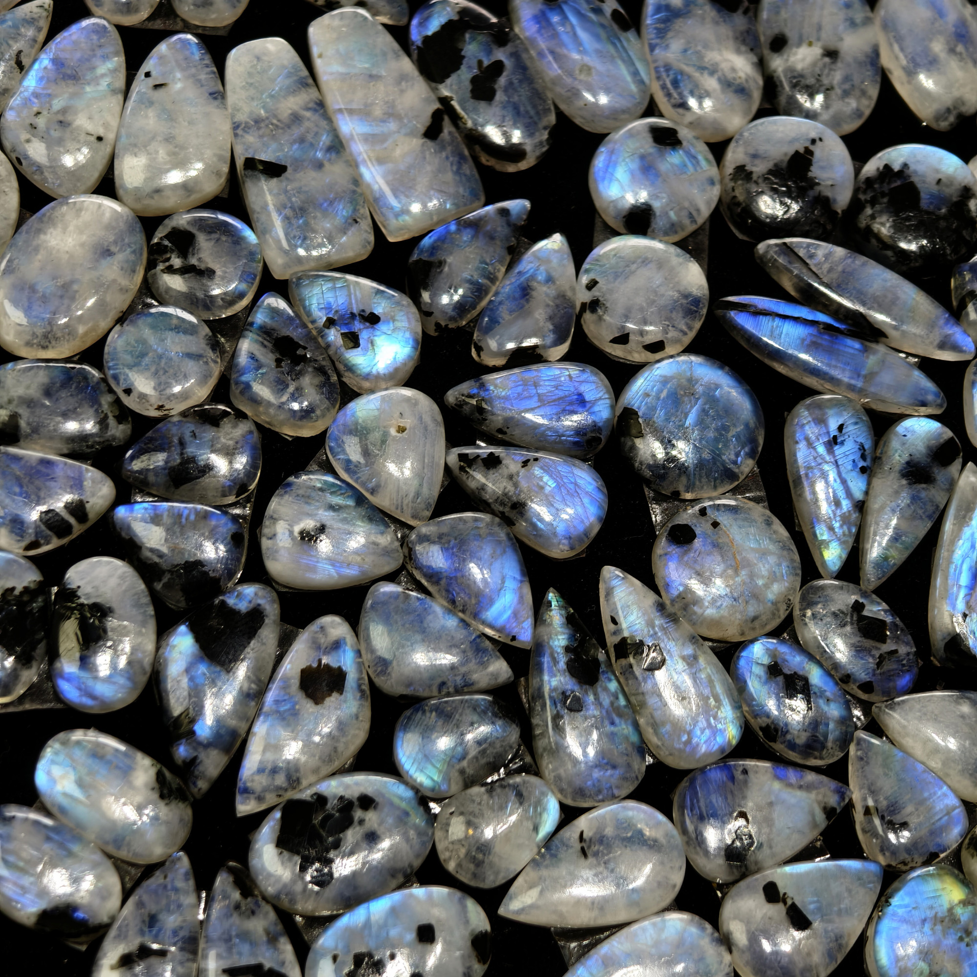 Rainbow Moonstone Matching Gemstones for Earrings 12x12x3mm 17x13x3mm 12ct
