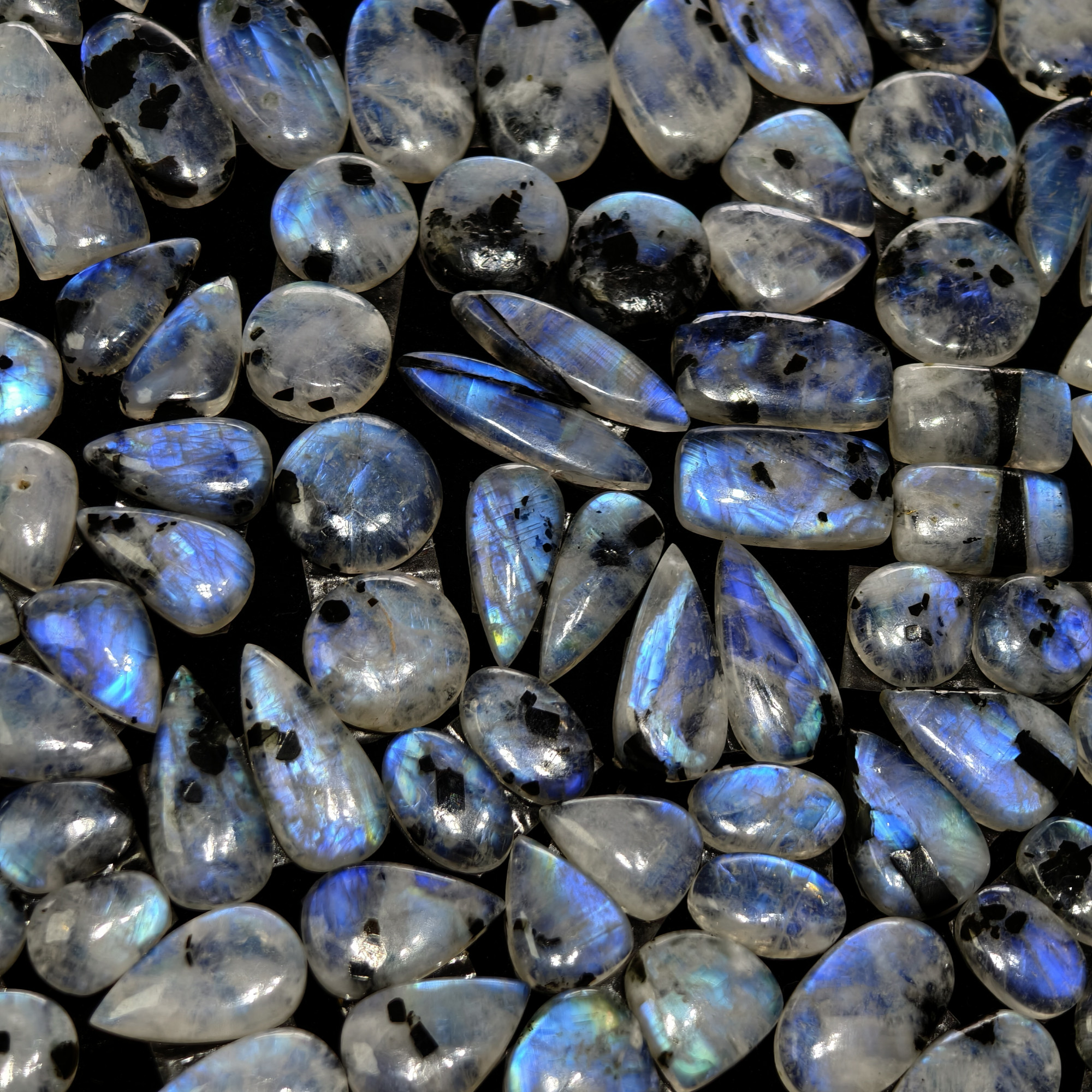 Rainbow Moonstone Matching Gemstones for Earrings 12x12x3mm 17x13x3mm 12ct