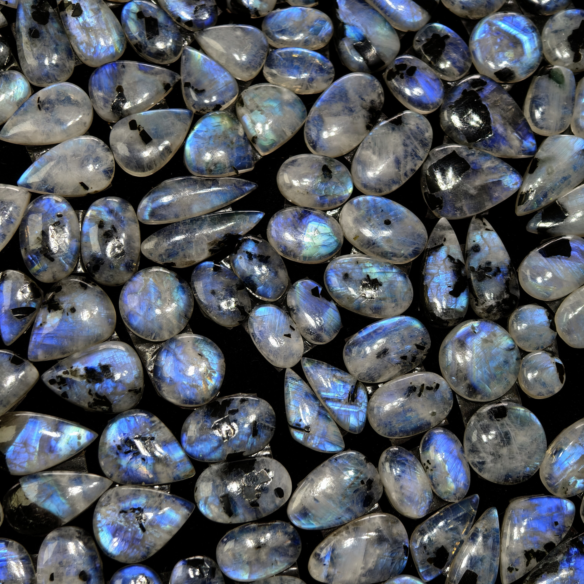 Rainbow Moonstone Matching Gemstones for Earrings 12x12x3mm 17x13x3mm 12ct