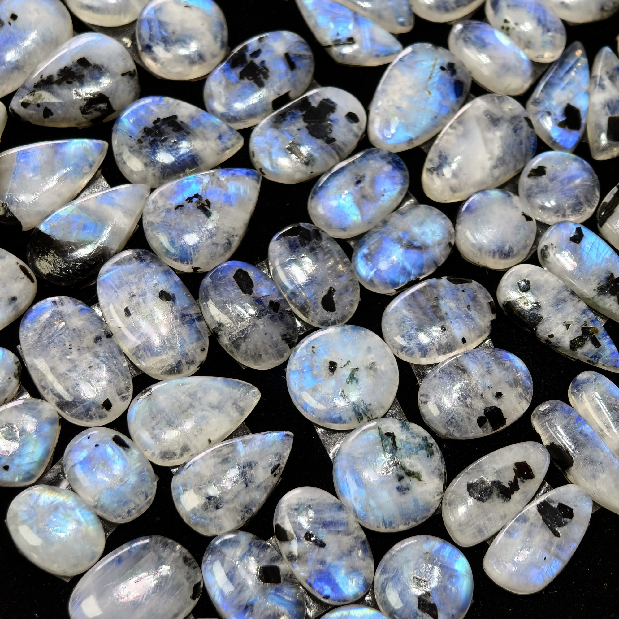 Rainbow Moonstone Matching Gemstones for Earrings 12x12x3mm 17x13x3mm 12ct