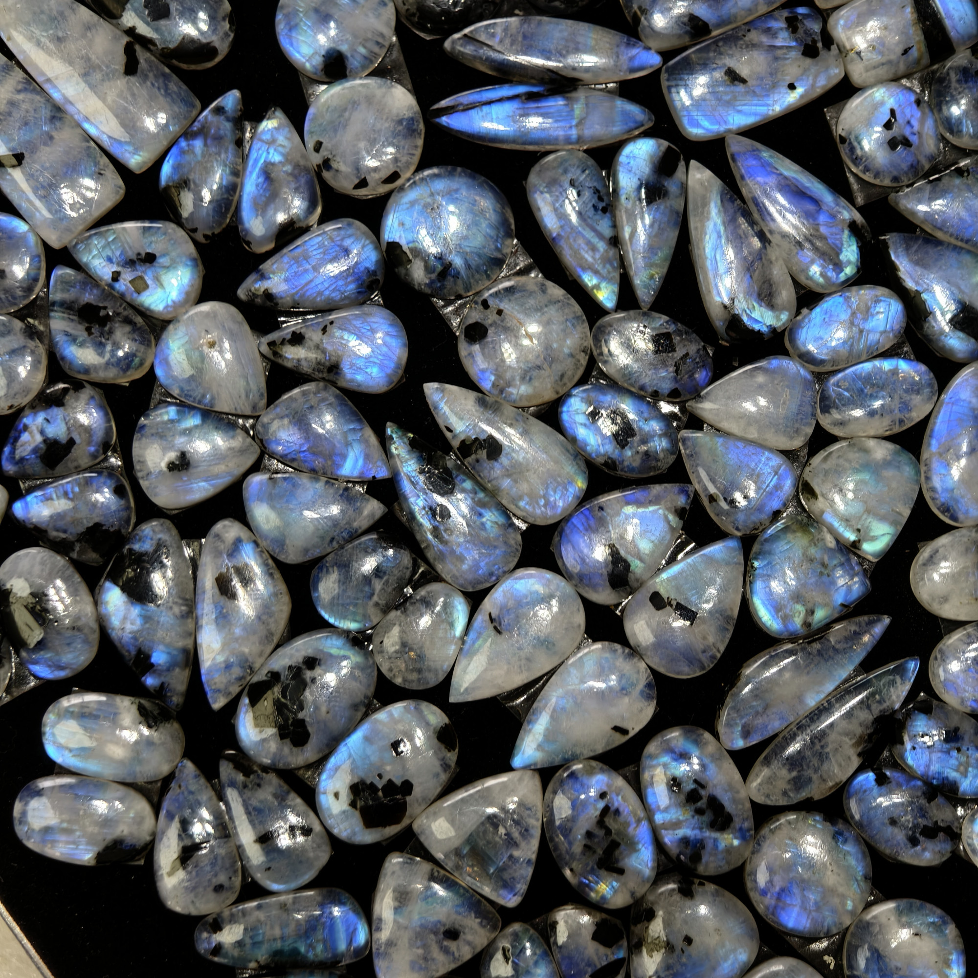 Rainbow Moonstone Matching Gemstones for Earrings 12x12x3mm 17x13x3mm 12ct