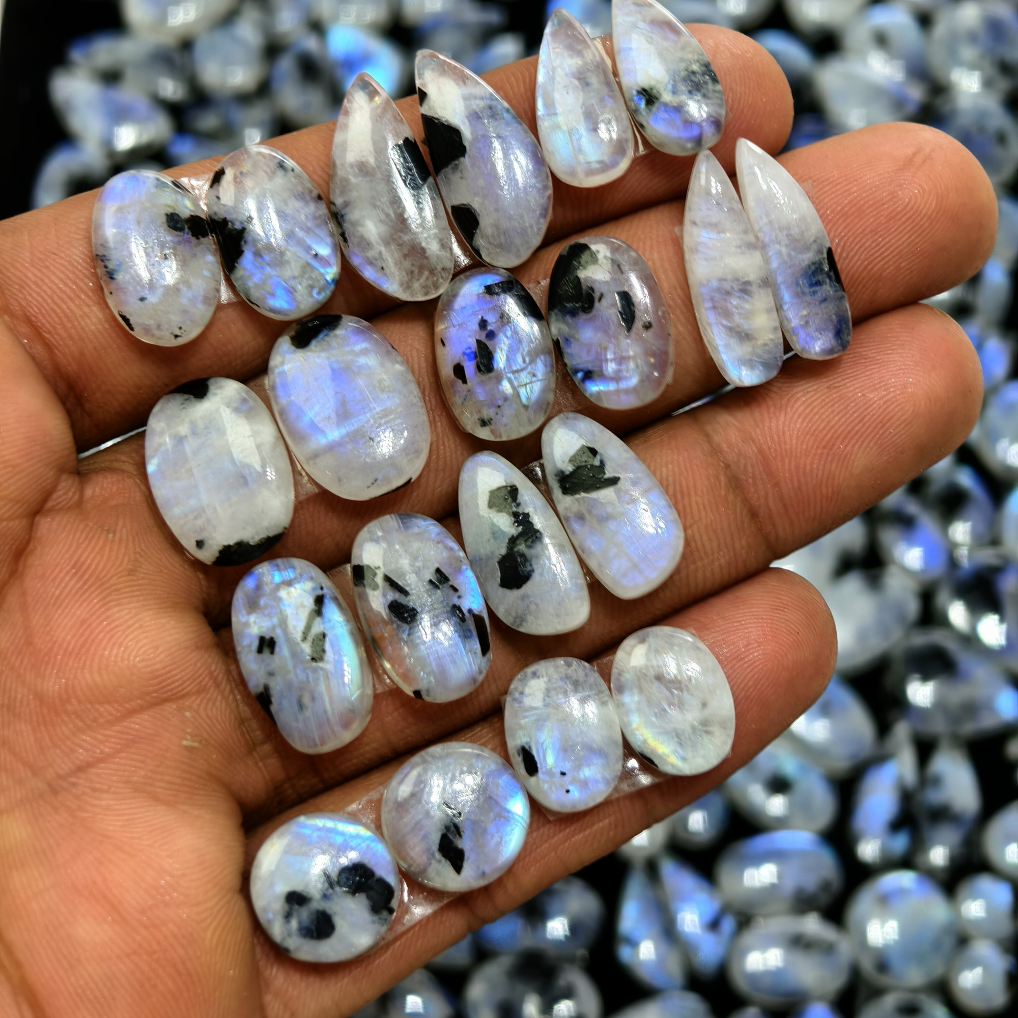 Rainbow Moonstone Matching Gemstones for Earrings 12x12x3mm 17x13x3mm 12ct
