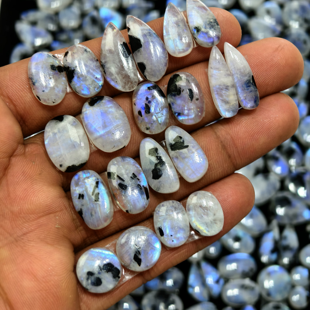 Image of Rainbow Moonstone Matching Gemstones for Earrings 12x12x3mm 17x13x3mm 12ct